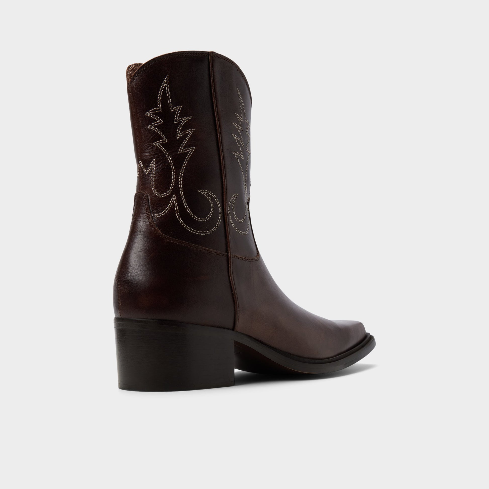 Three-quarter angle of Dark Brown Guthrie Ankle boot's back side