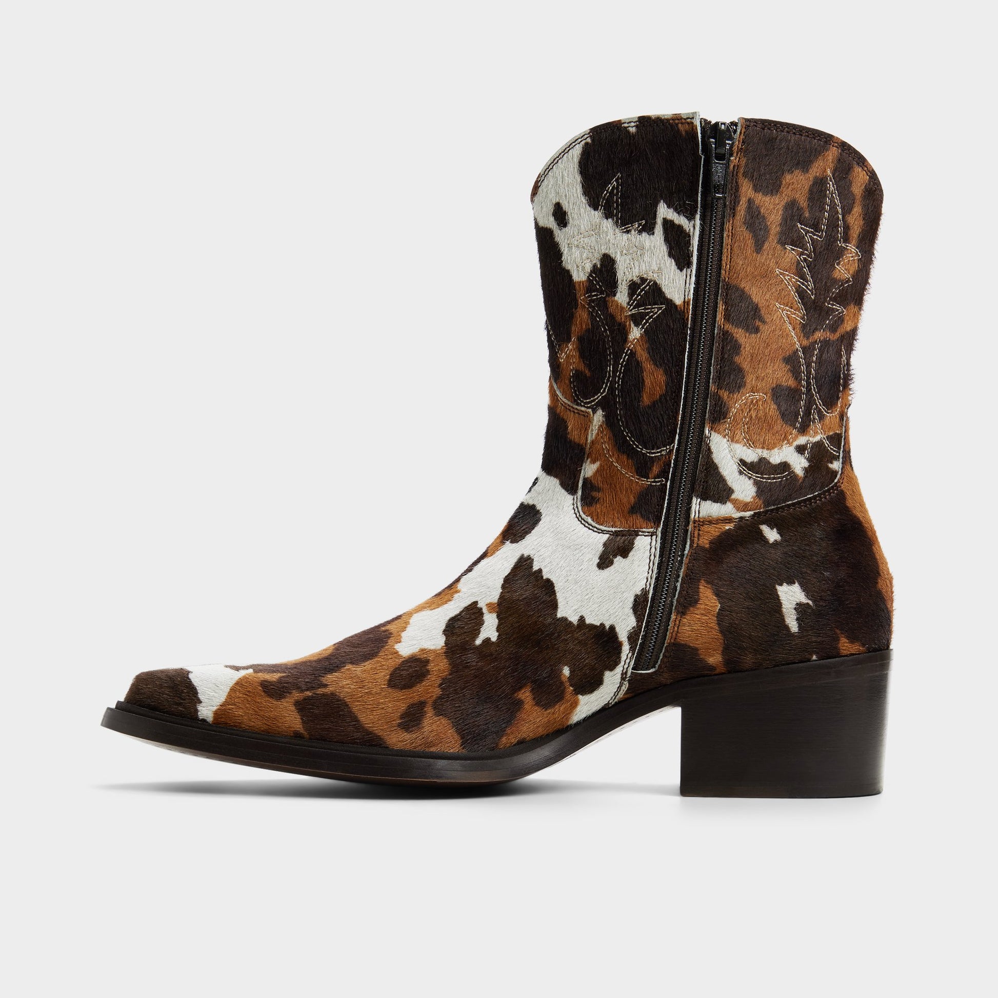 Side view of Tan Multi Guthrie Western boot