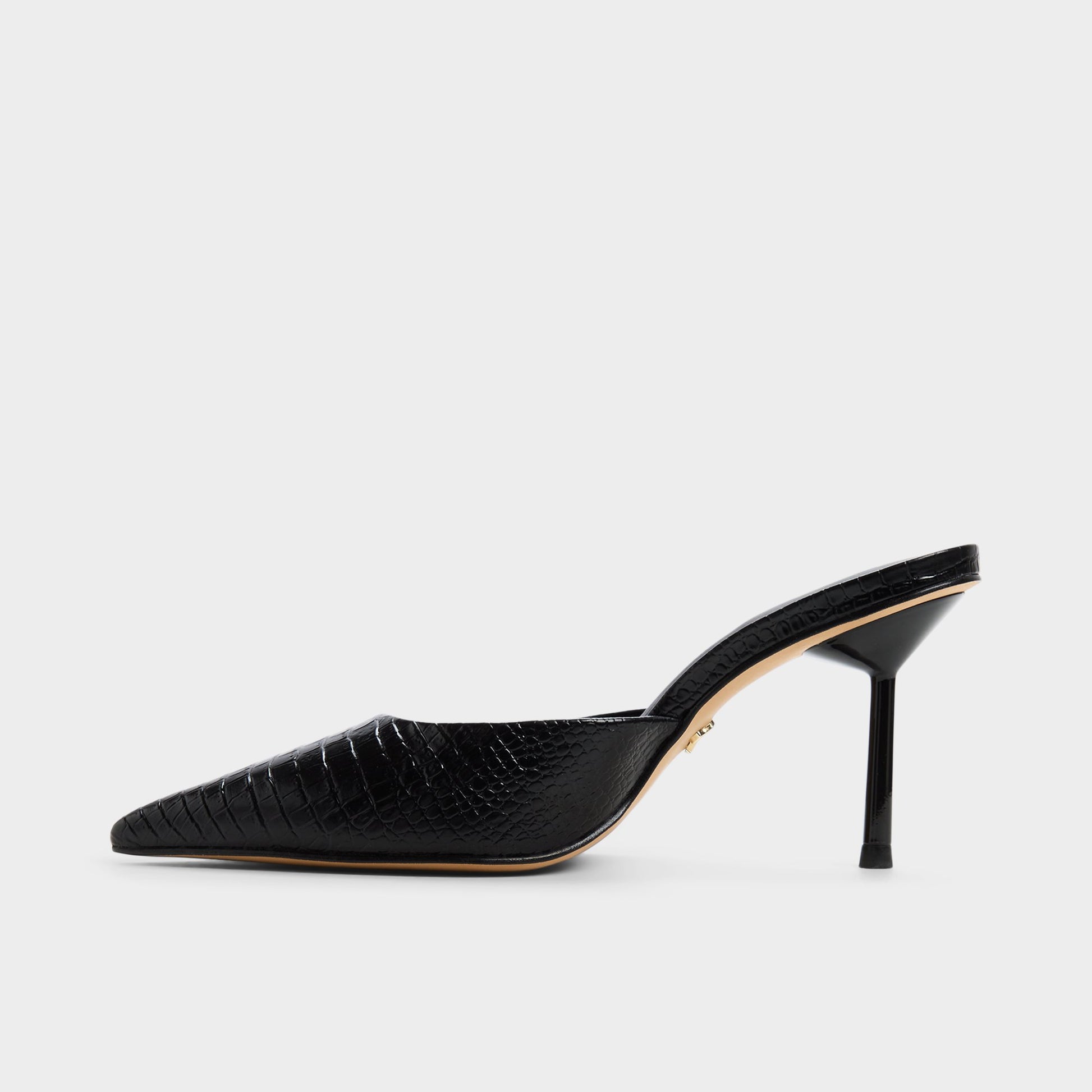 Side view of Black Beatrixy Heeled mule