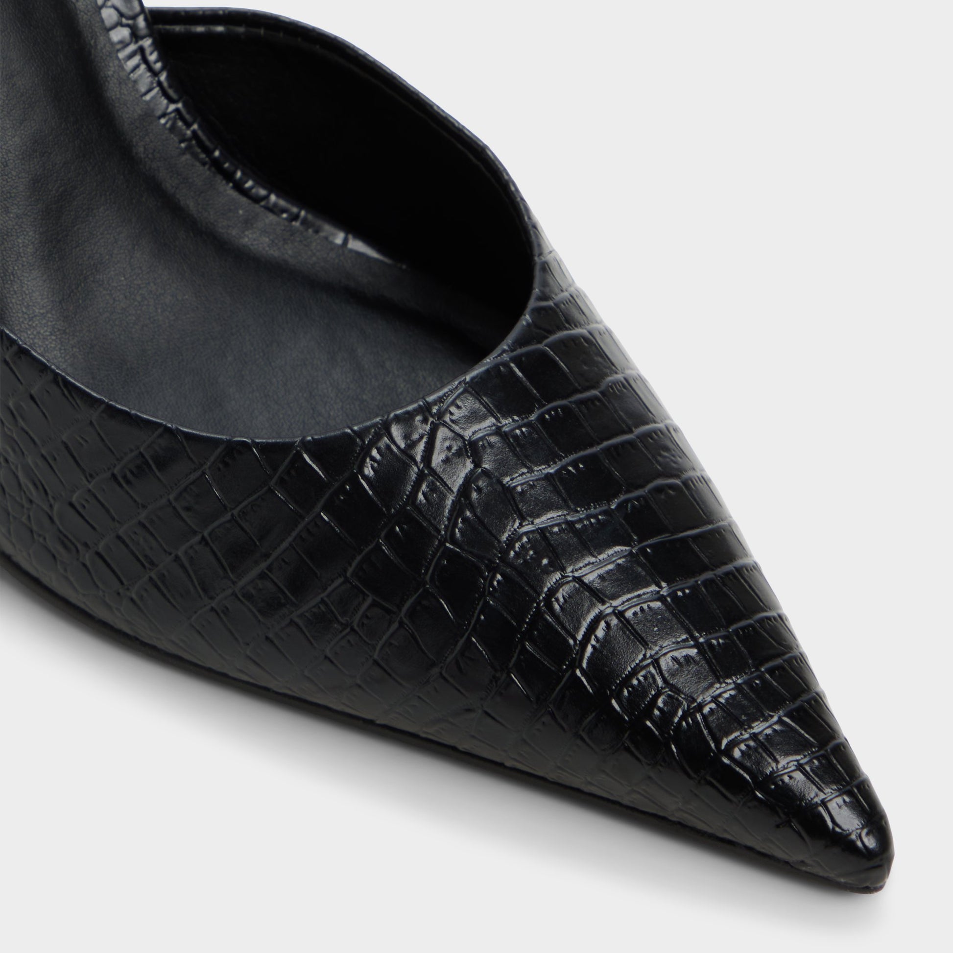 Close-up of the Black Beatrixy Heeled mule