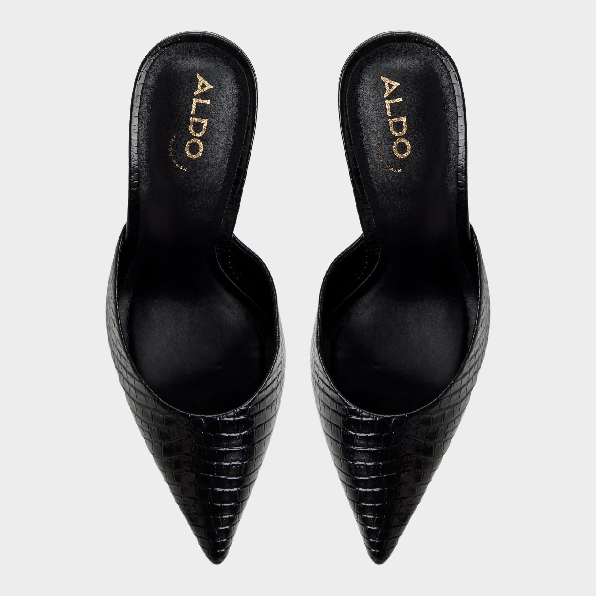 Top-down view of the Black Beatrixy Heeled mule