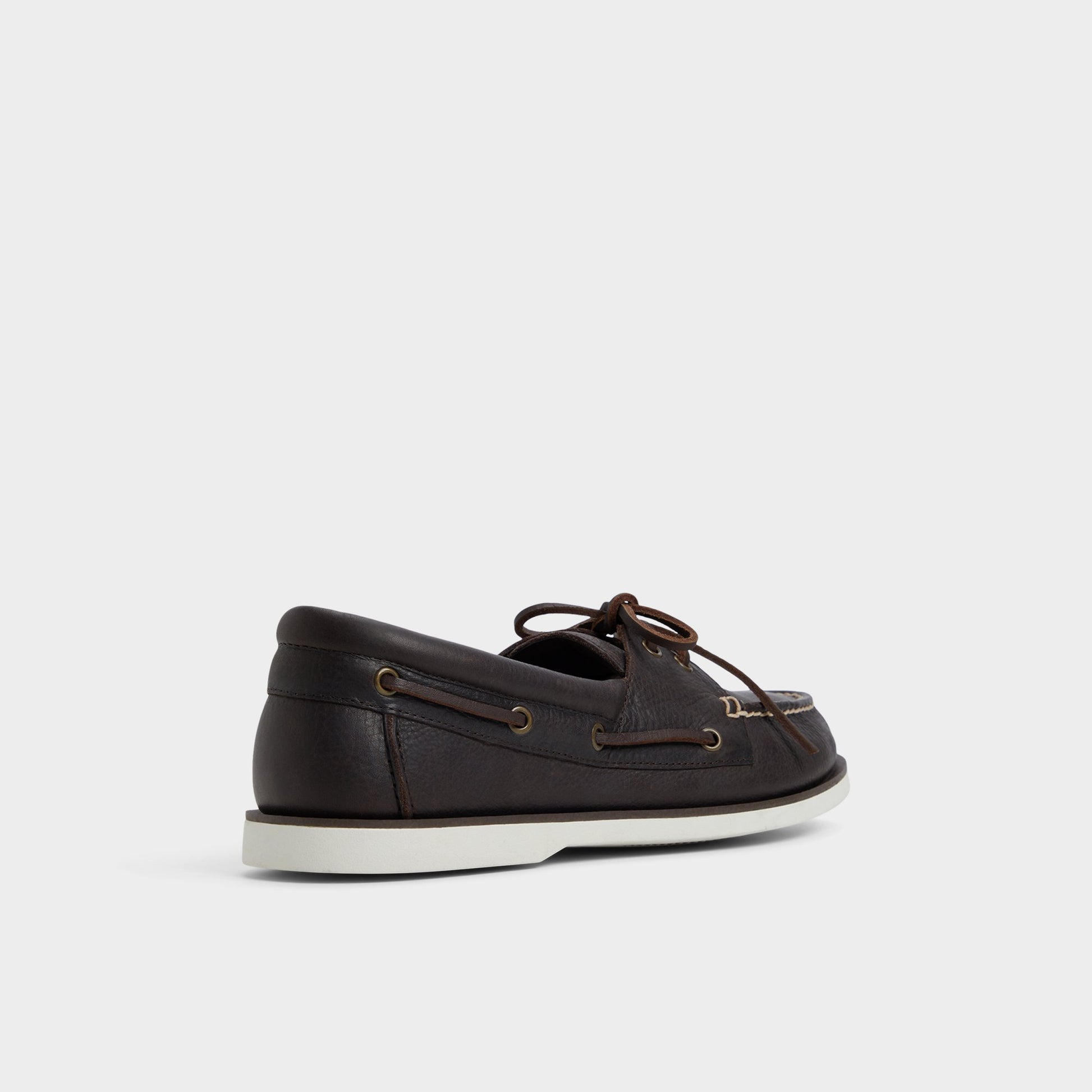 Three-quarter angle of Dark Brown Musker Boat shoe's back side