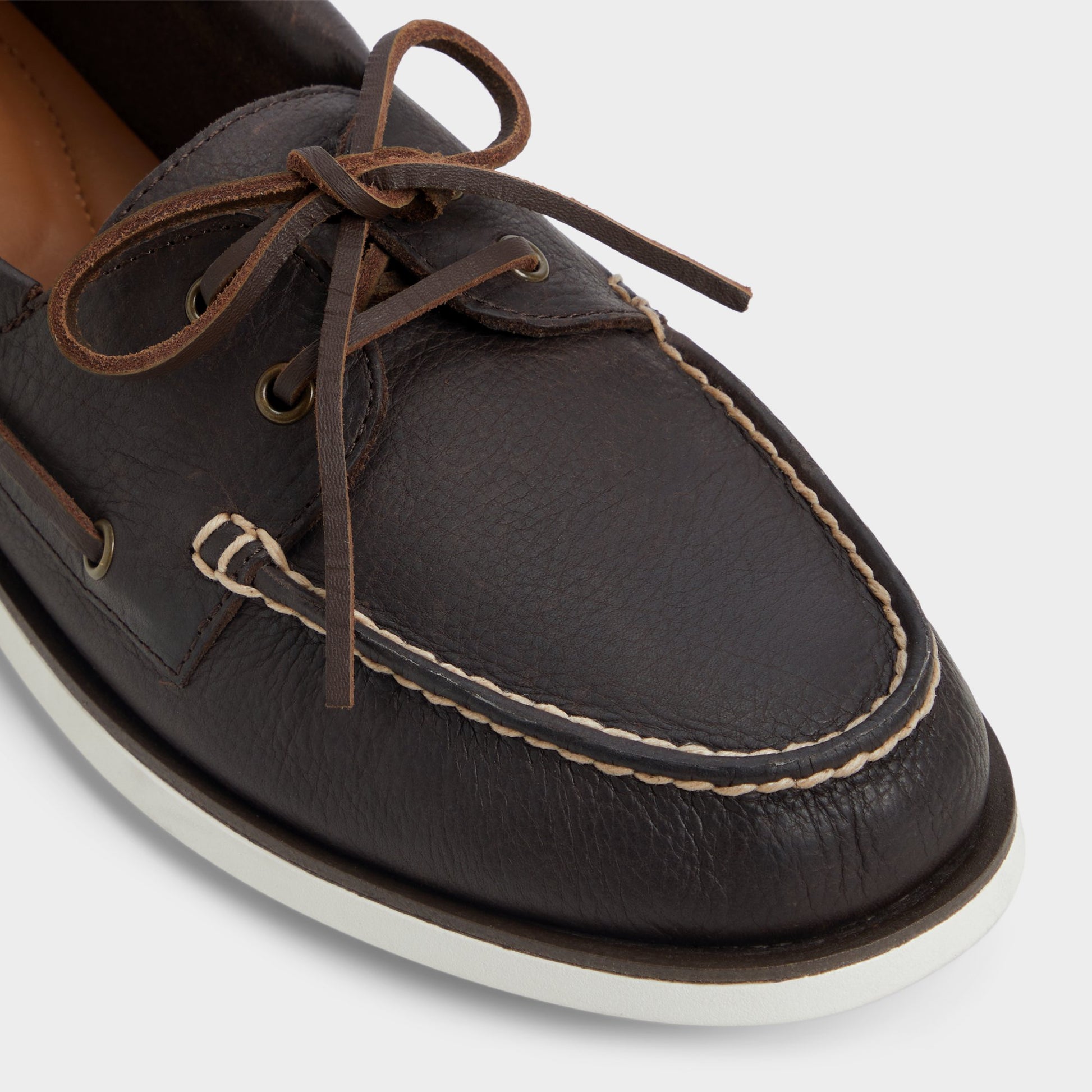 Close-up of the Dark Brown Musker Boat shoe