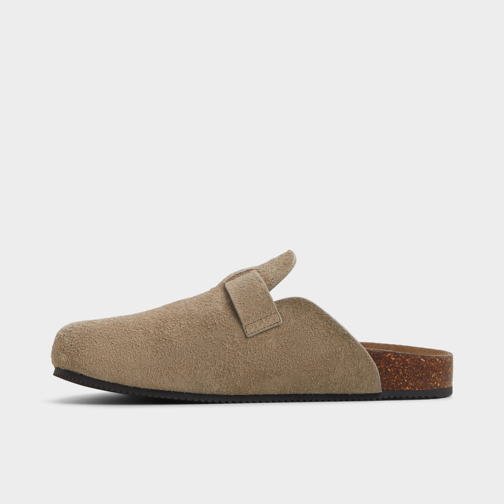 Side view of Taupe Spade Mule