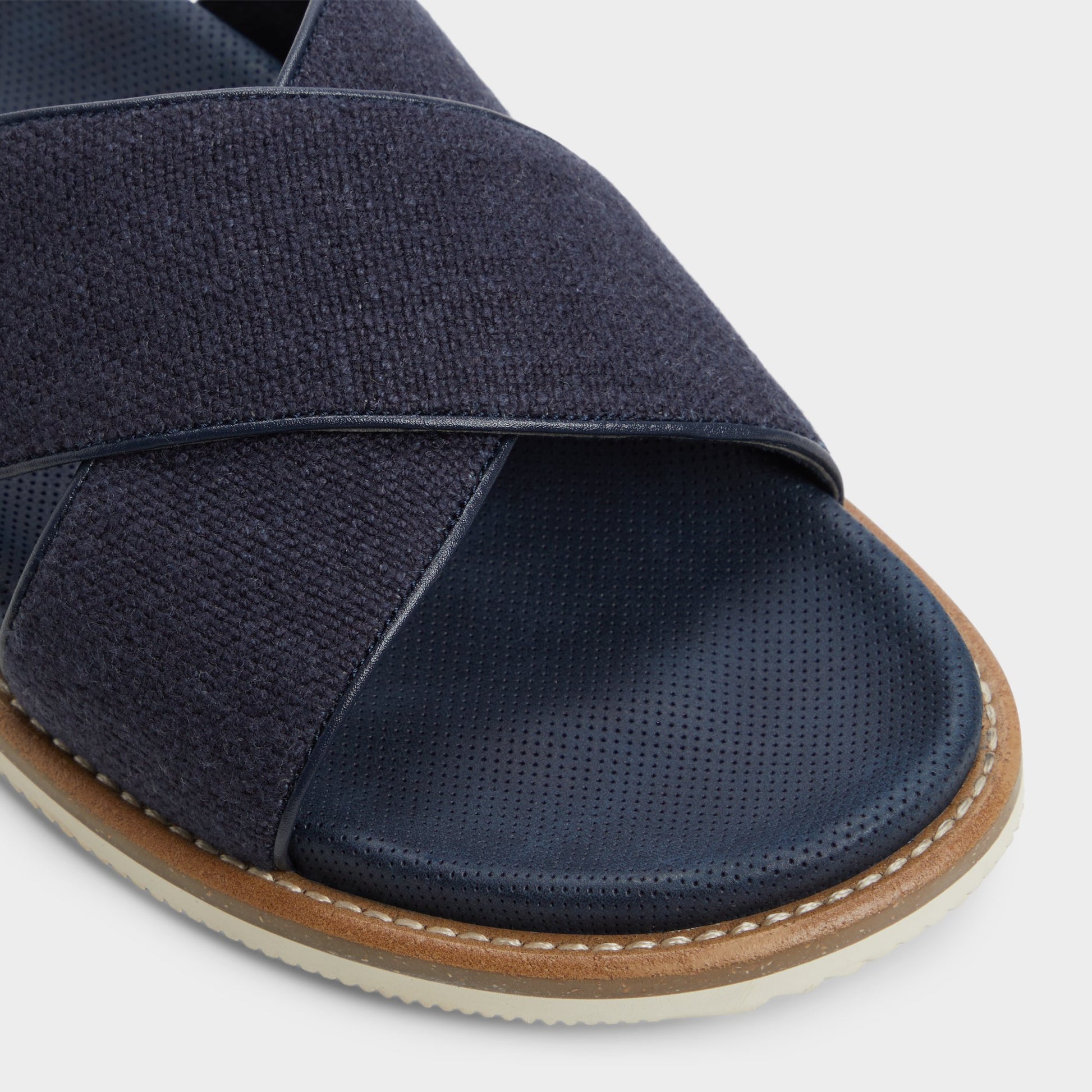 Close-up of the Navy Marrin Slide sandal