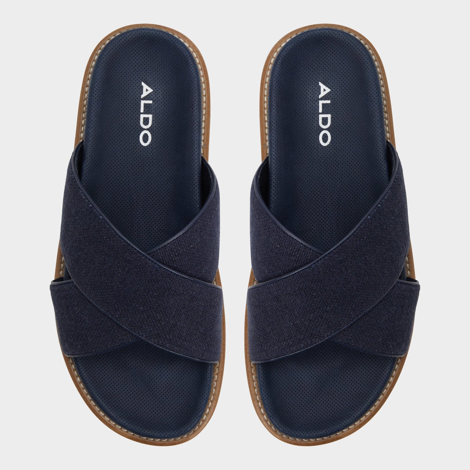 Top-down view of the Navy Marrin Slide sandal