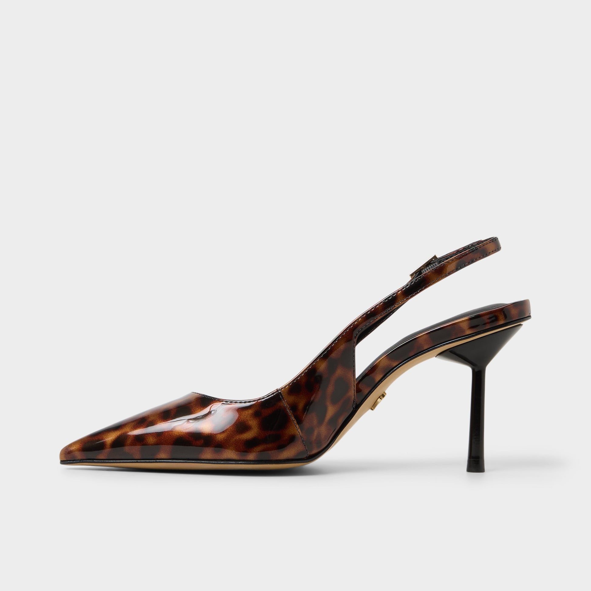 Side view of Open Brown Seralina Slingback heel