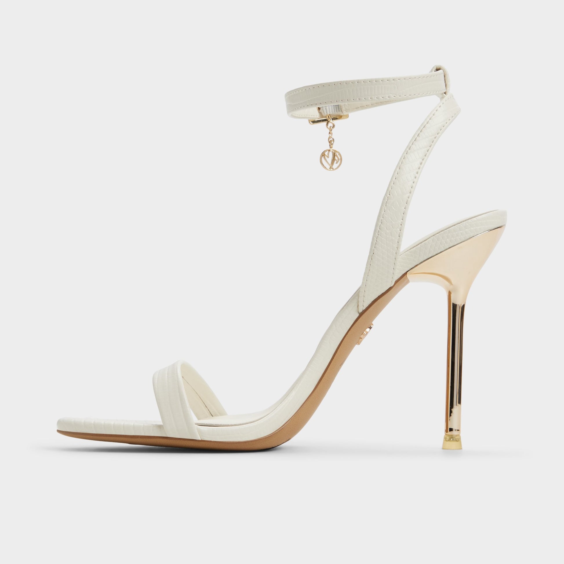 Side view of White Maristou Heeled sandal