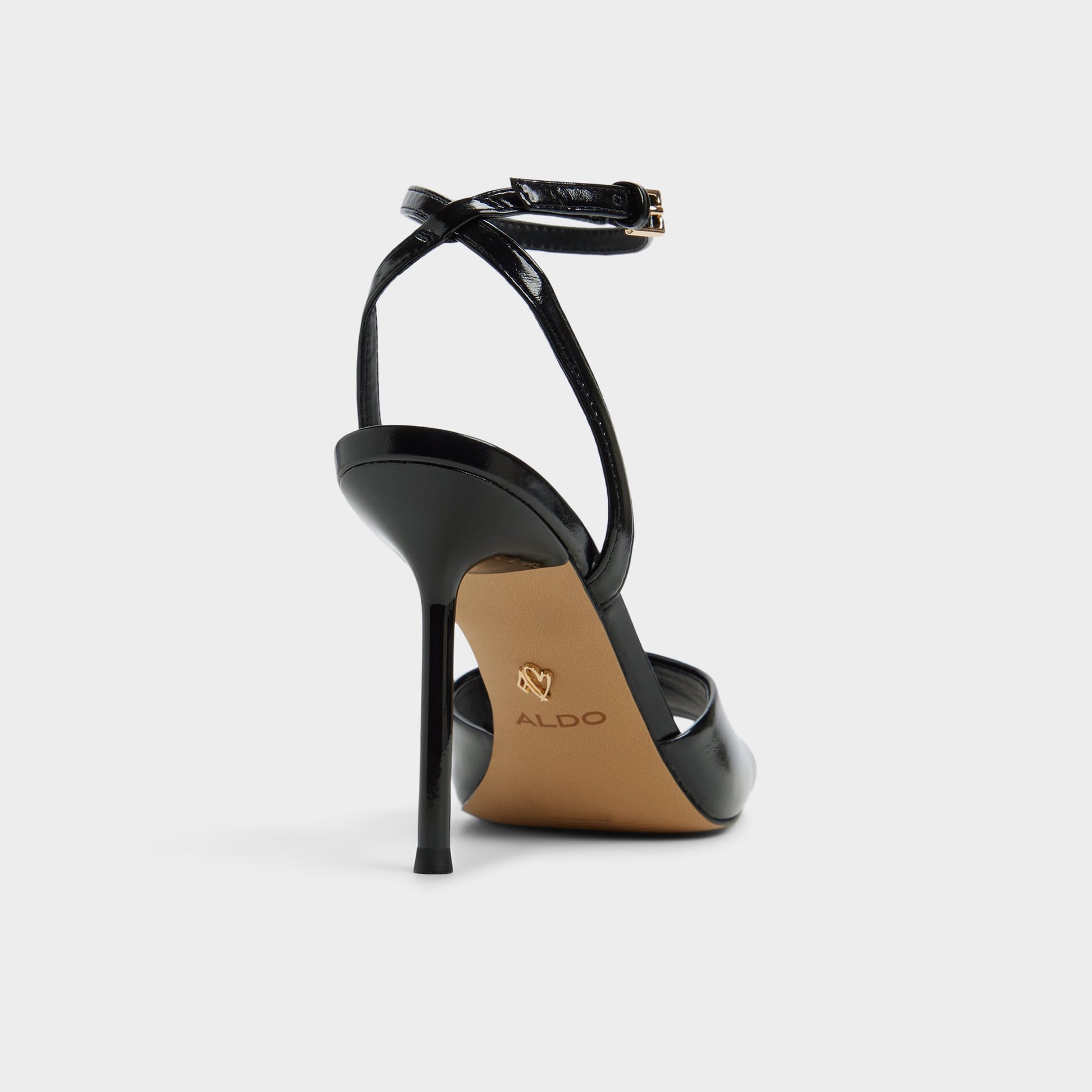 Three-quarter angle of Black Kaiasien Heeled sandal's back side