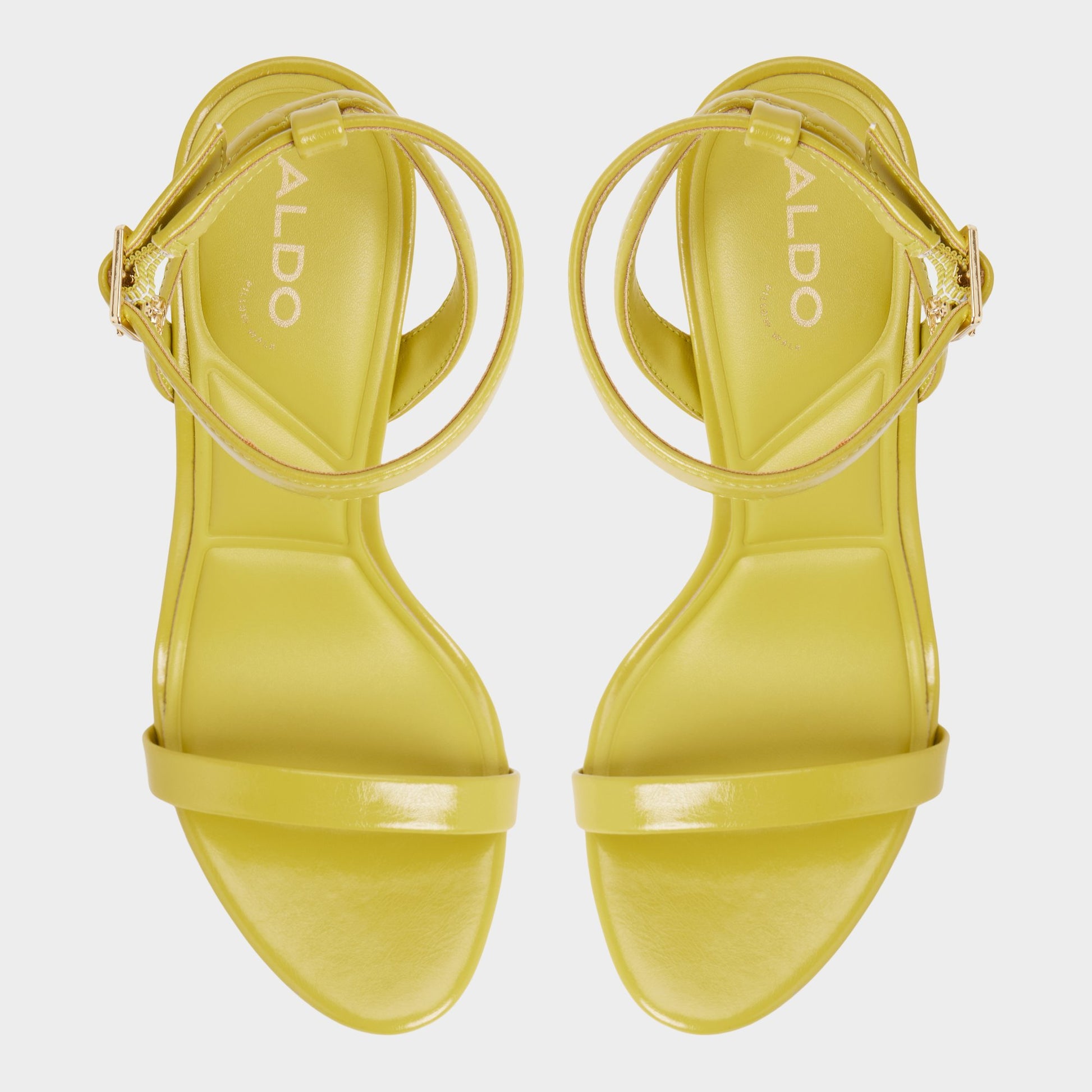 Top-down view of the Lime Green Maristou-xt Strappy heeled sandal