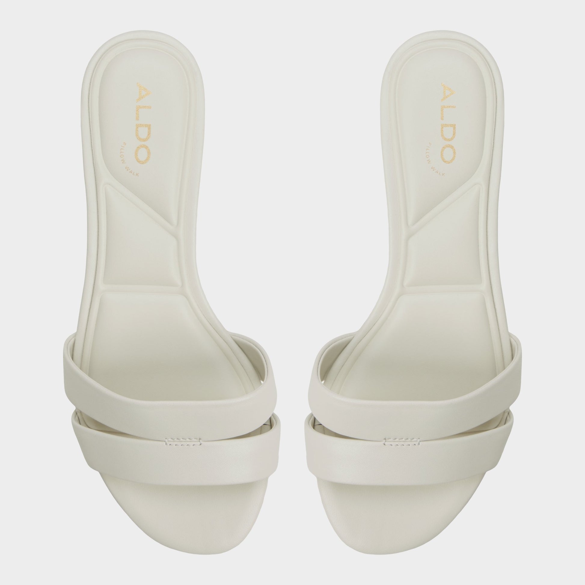 Top-down view of the White/Bone Scarletta Heeled mule
