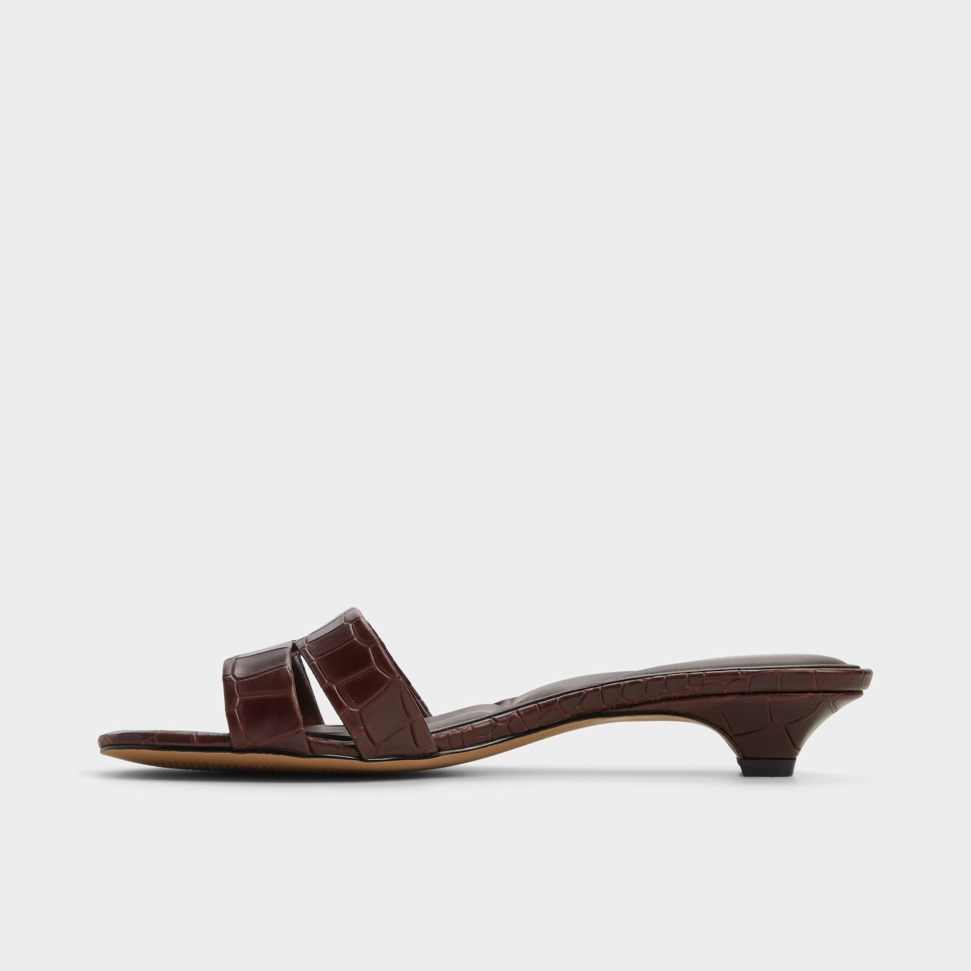 Side view of Dark Brown Scarletta Heeled mule