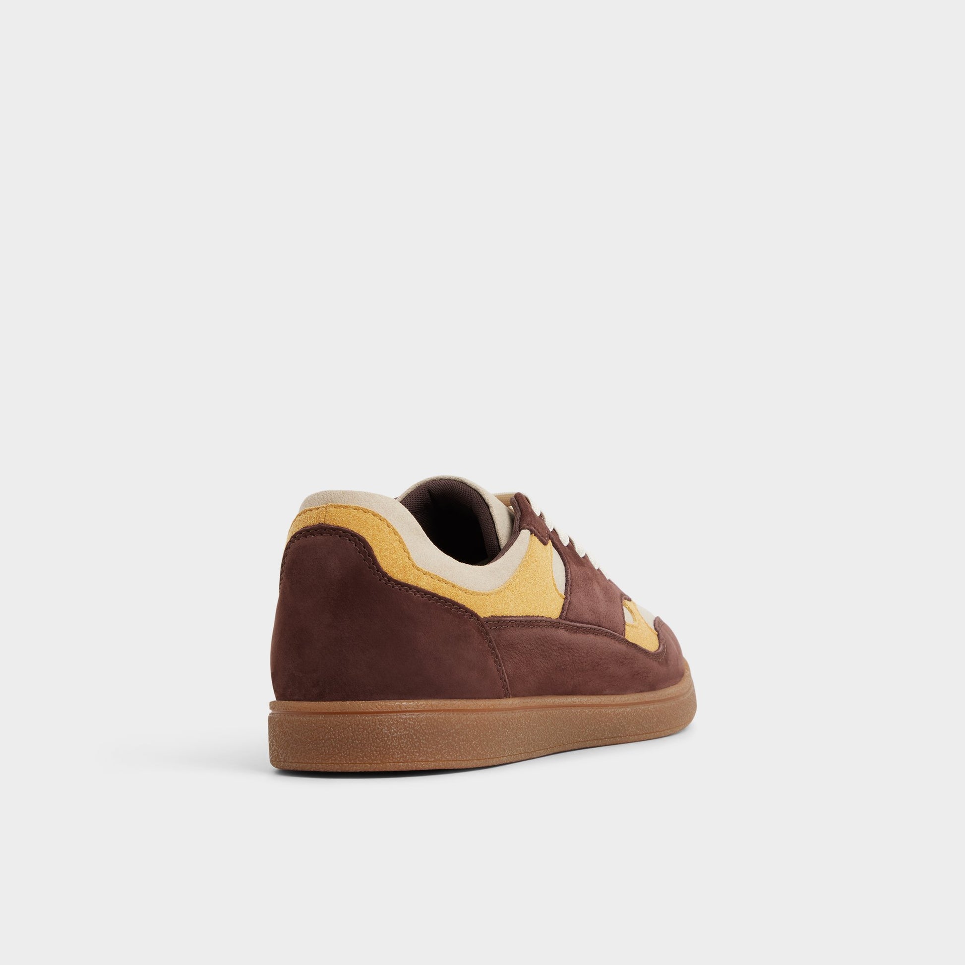 Three-quarter angle of Brown multi Curtis Low top sneaker's back side