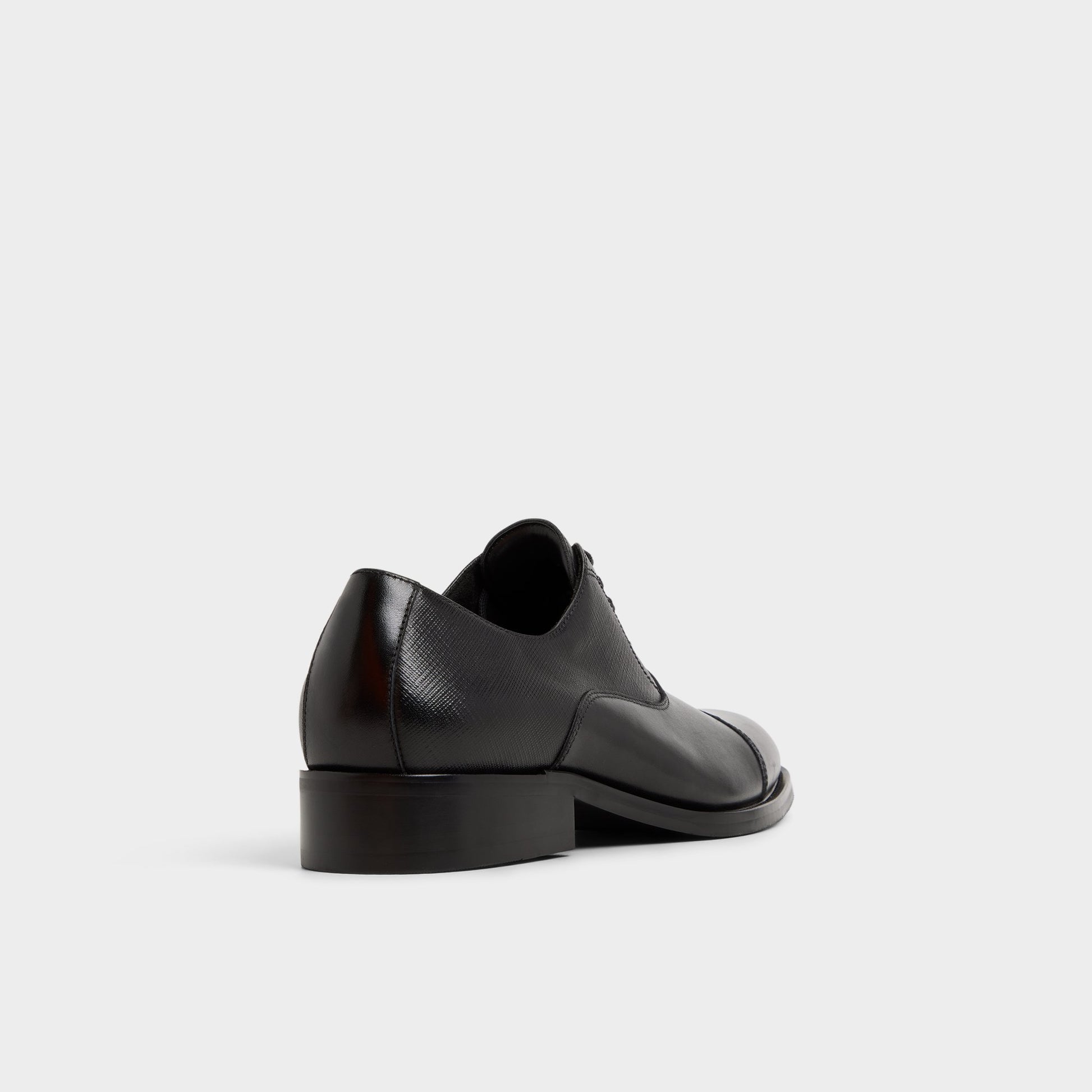 Three-quarter angle of Black Reece Oxford shoe's back side