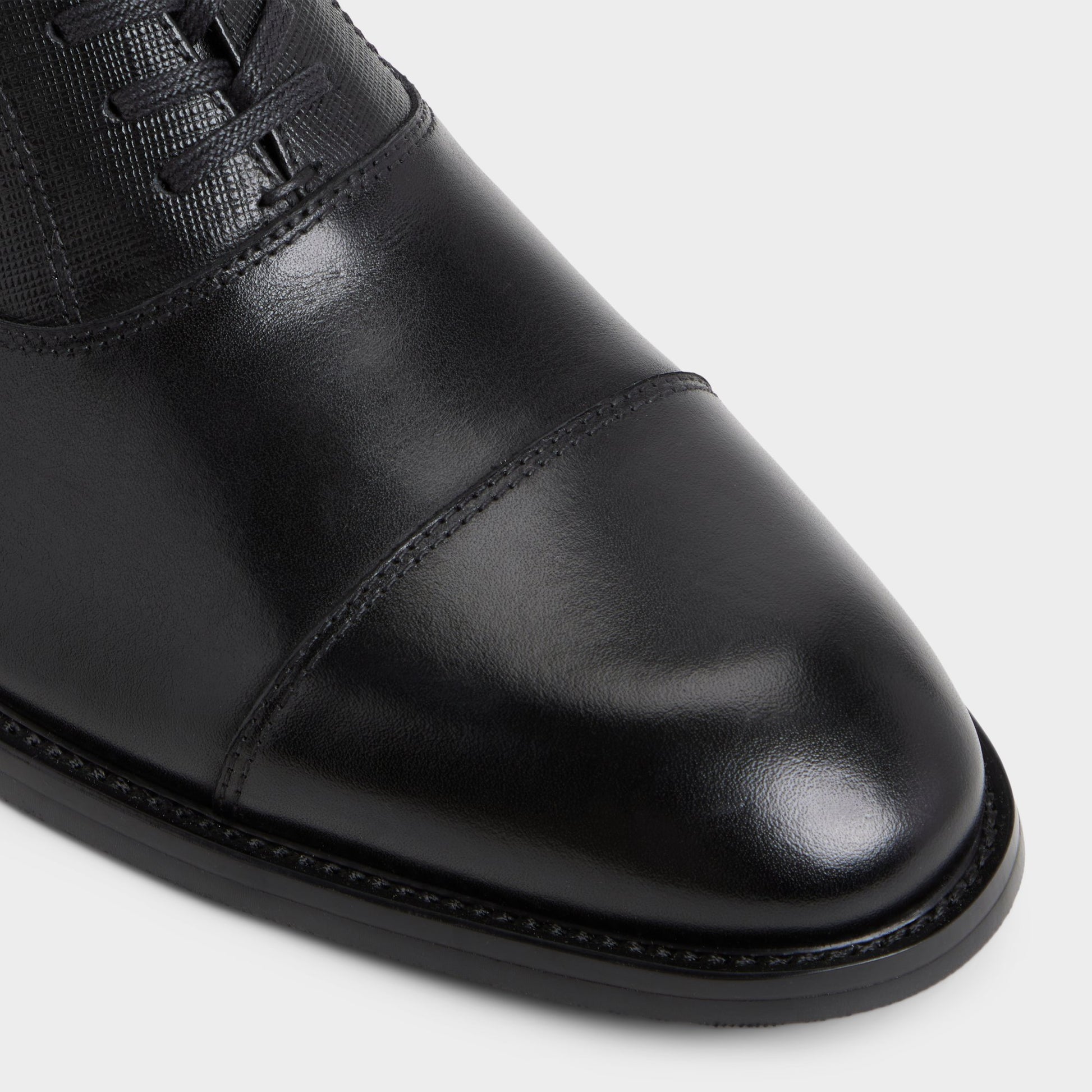 Close-up of the Black Reece Oxford shoe