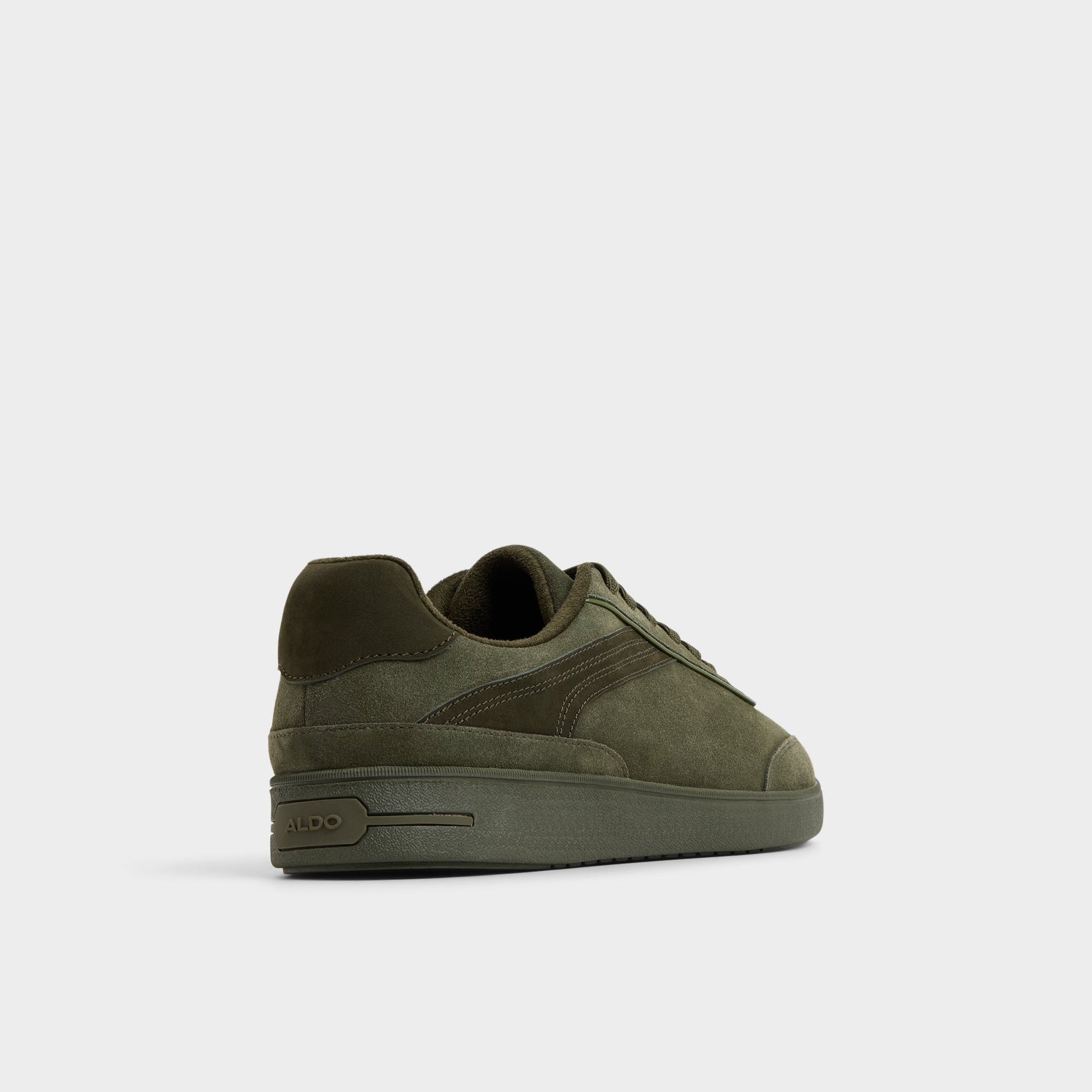 Three-quarter angle of Olive Cypress Low top sneaker's back side