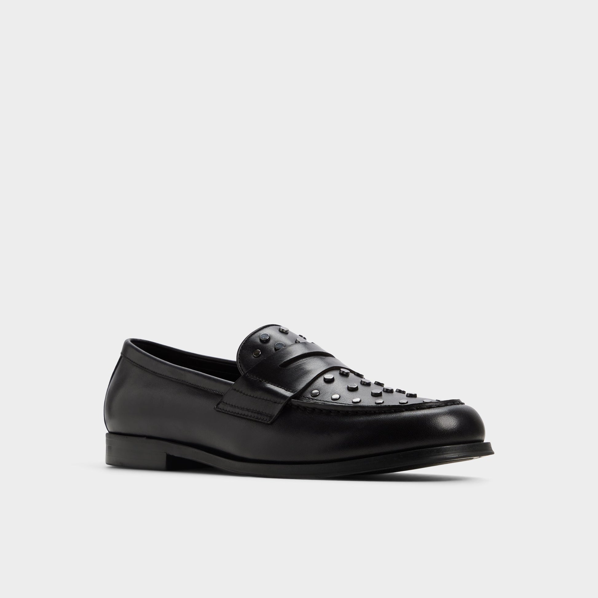 Three-quarter angle of Black/silver multi Keifer Loafer's front side