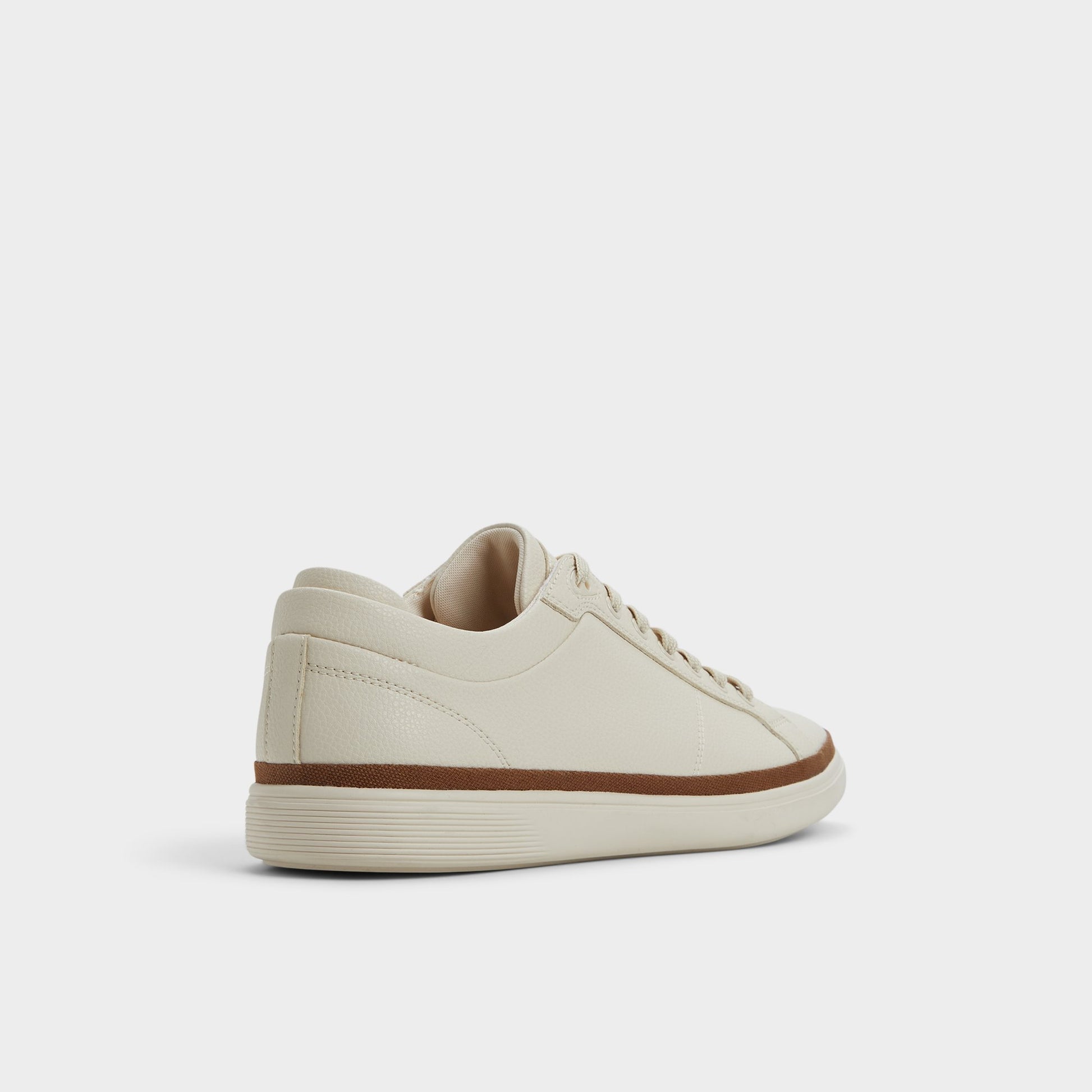 Three-quarter angle of Light beige Finespec Low top sneaker's back side