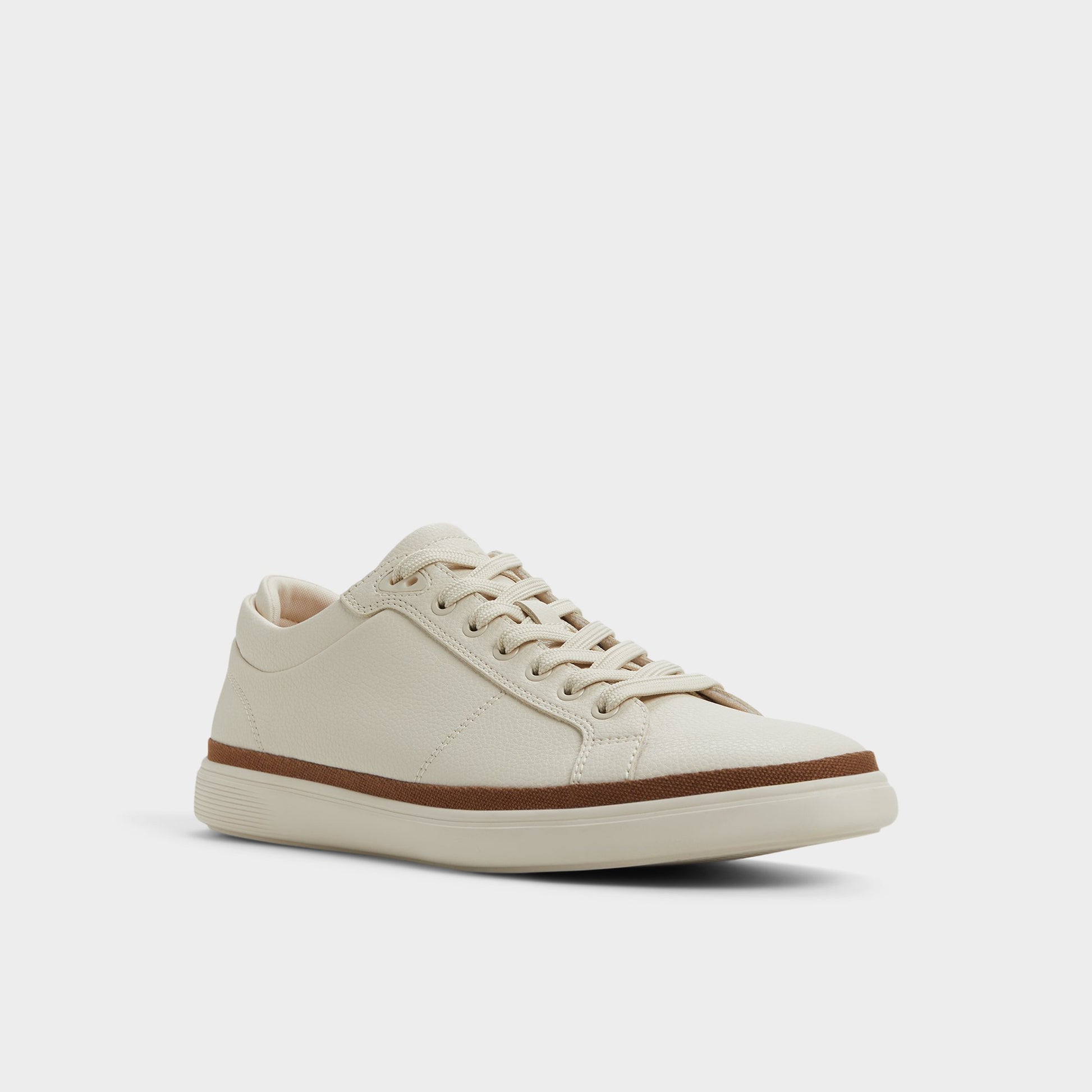 Three-quarter angle of Light beige Finespec Low top sneaker's front side