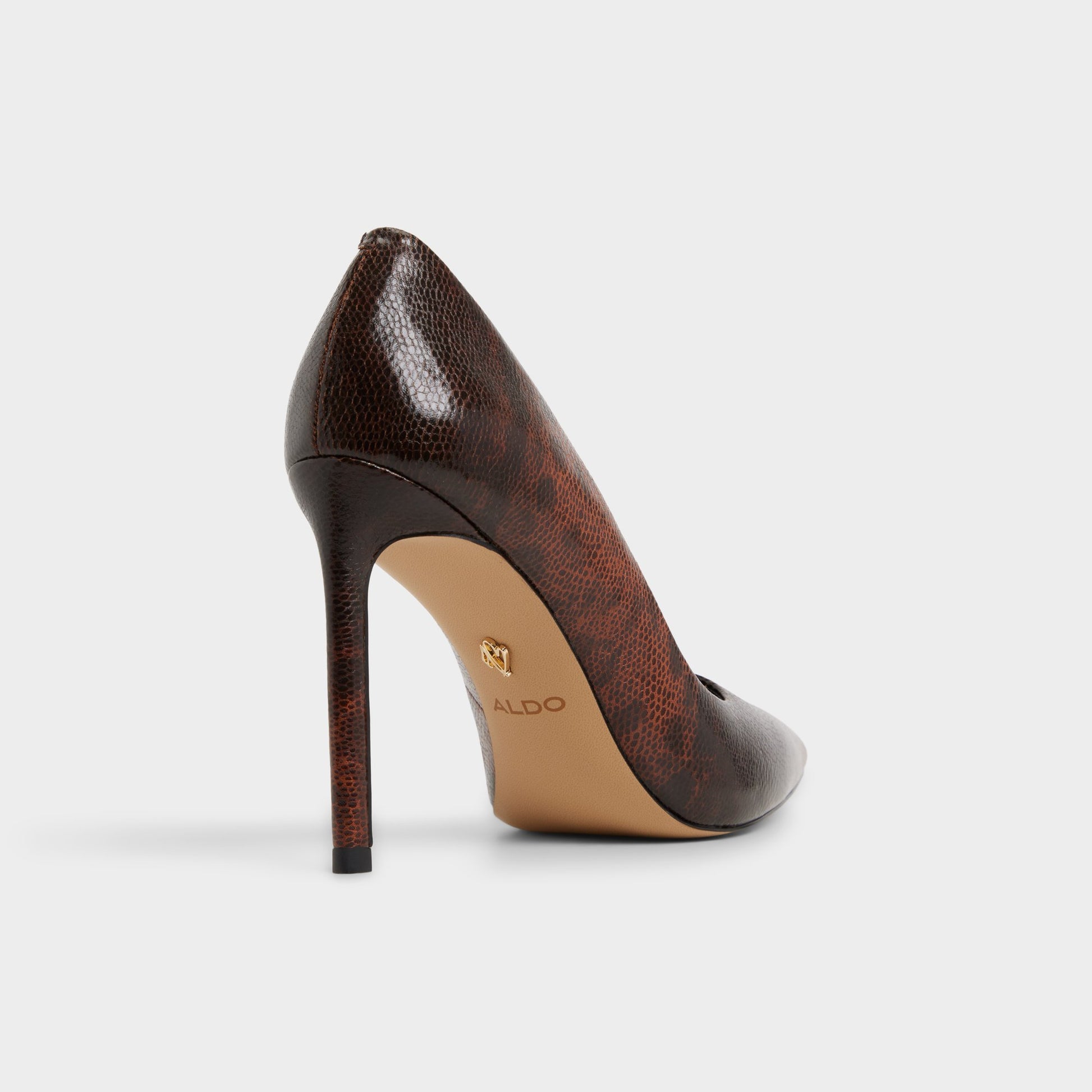 Three-quarter angle of Open brown Stessy2.0 Pump's back side