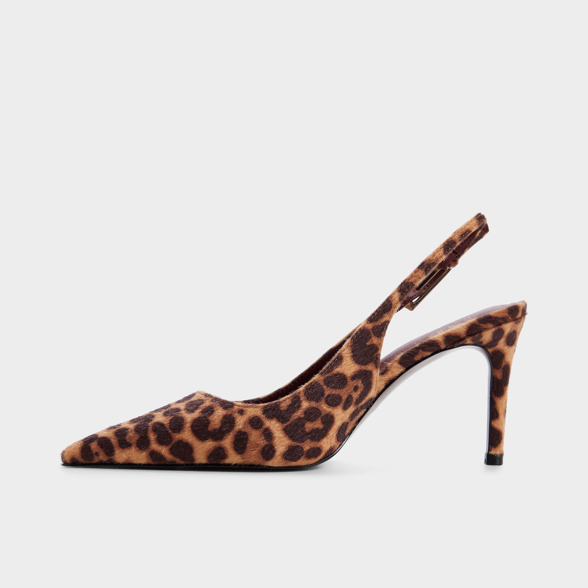 Side view of Black/gold multi Syliaa Slingback heel