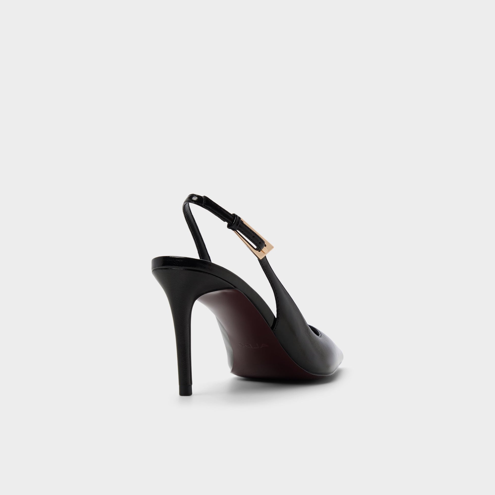 Three-quarter angle of Open black Syliaa Slingback heel's back side