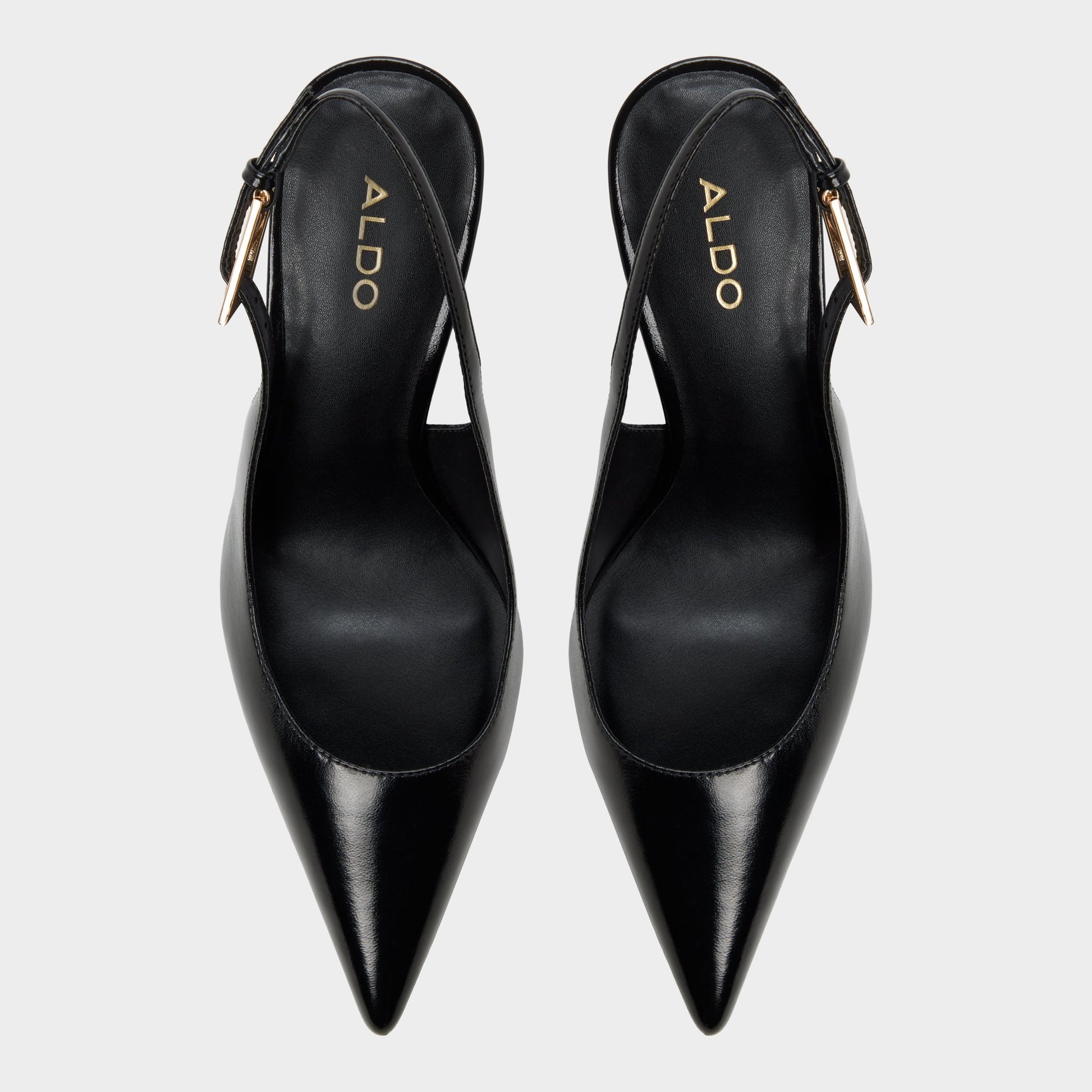 Top-down view of the Open black Syliaa Slingback heel