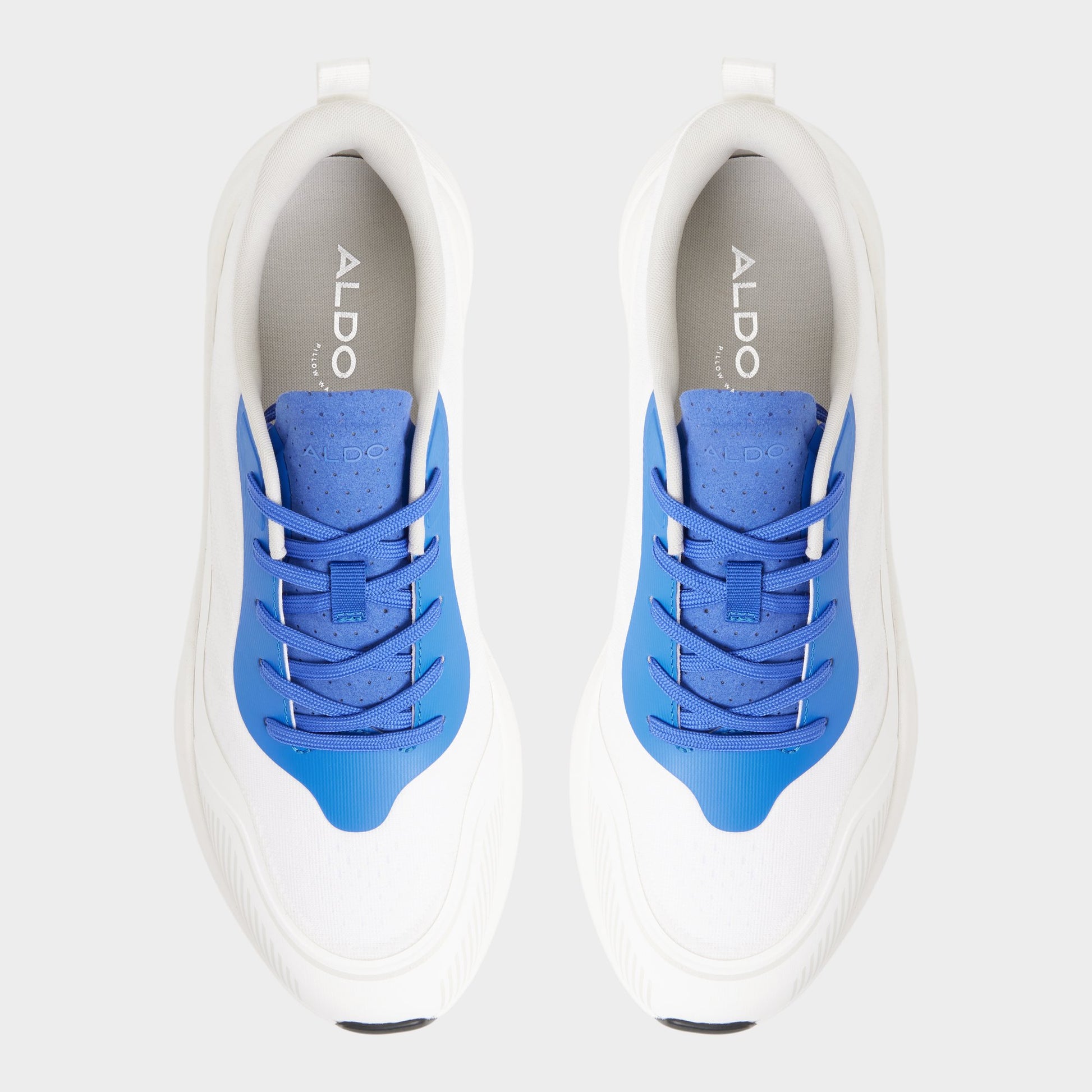 Top-down view of the White/Blue Pillowsnkr-m Jogger sneaker