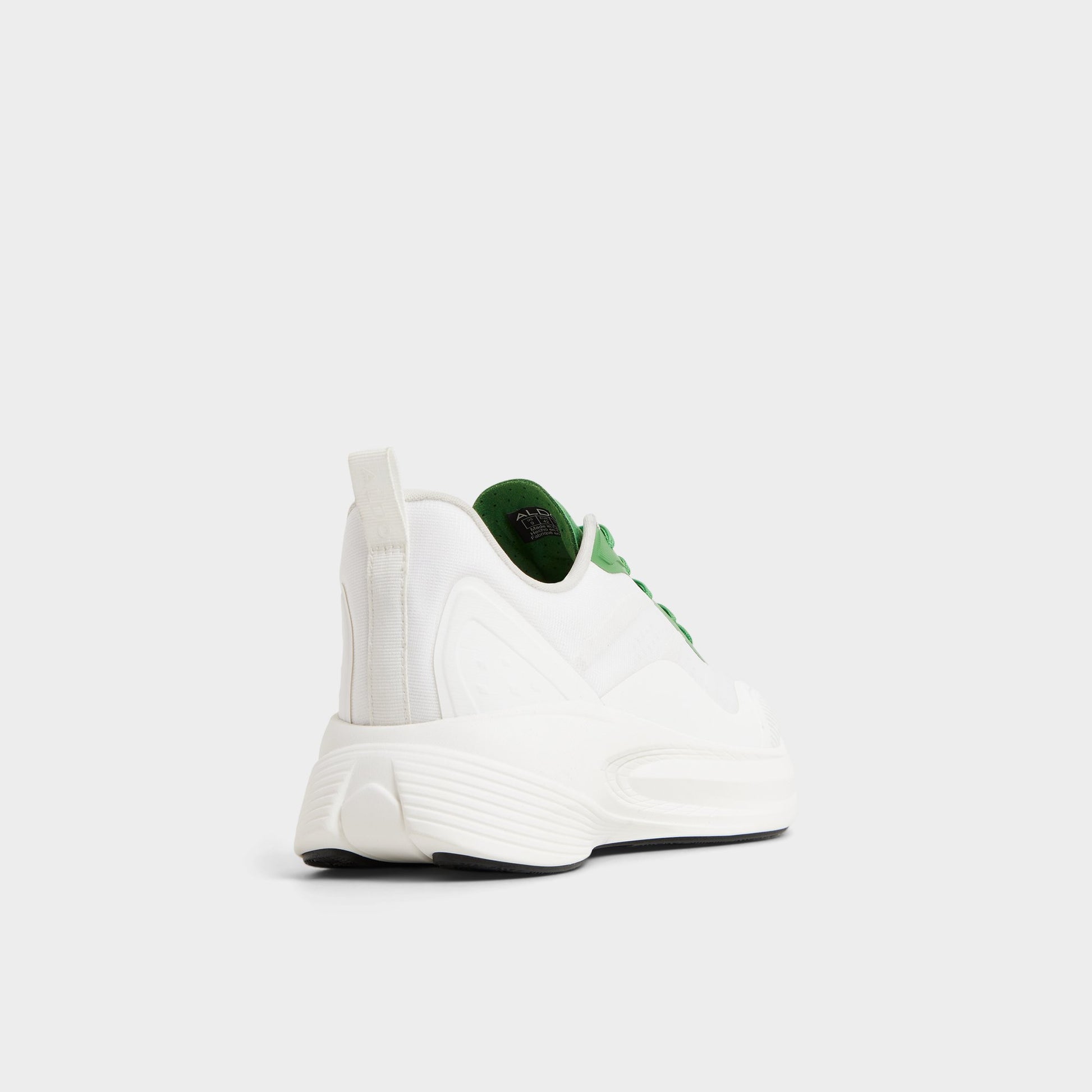 Three-quarter angle of White combo Pillowsnkr-m Jogger sneaker's back side