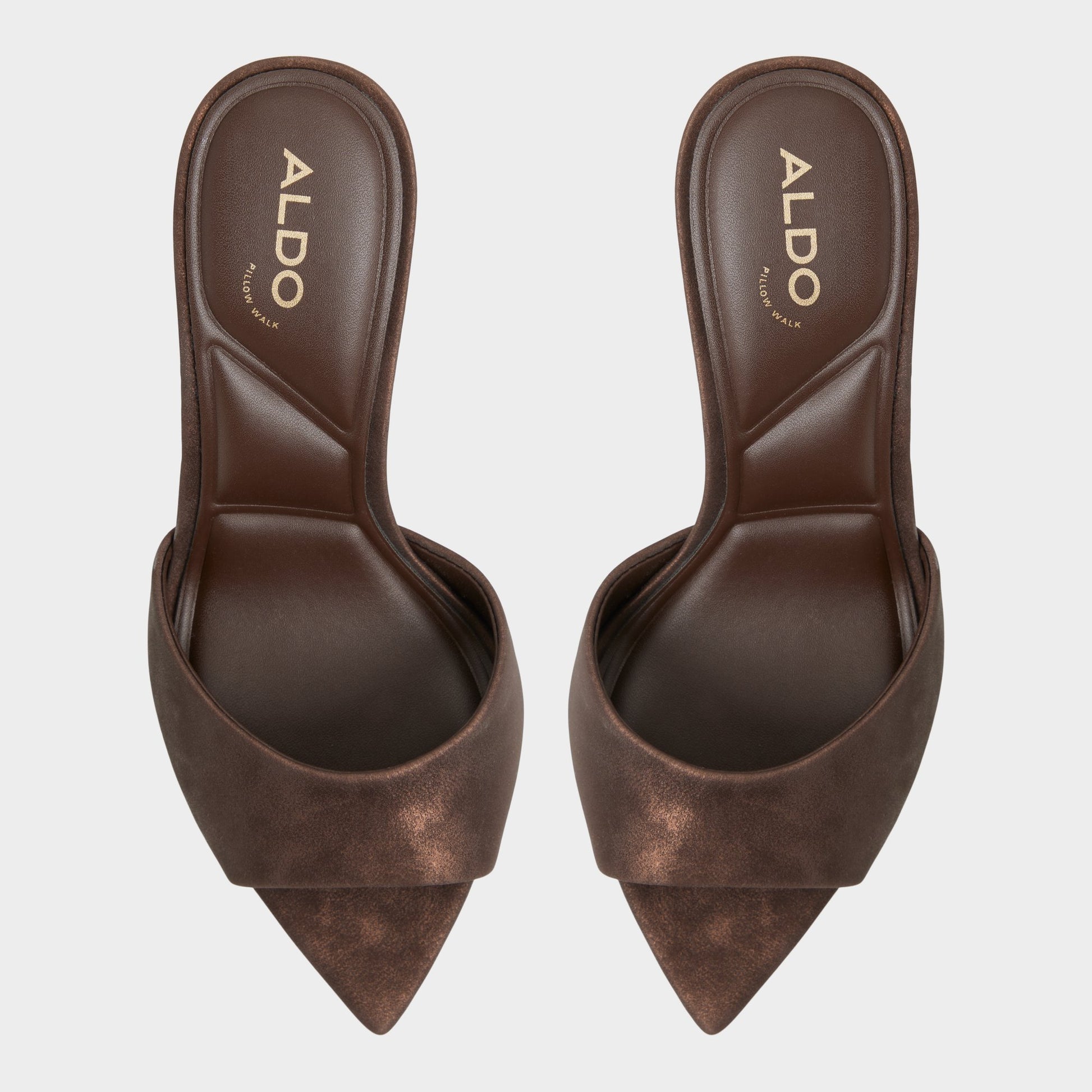 Top-down view of the Dark Brown Anniebrilden Heeled mule