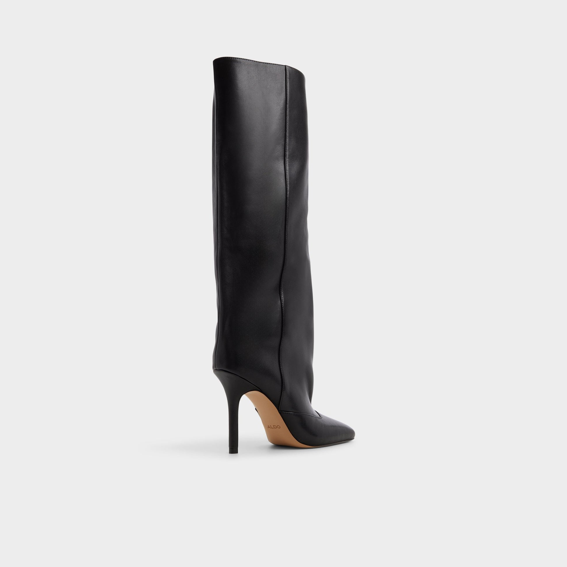 Three-quarter angle of Black Aleena Knee-high boot's back side