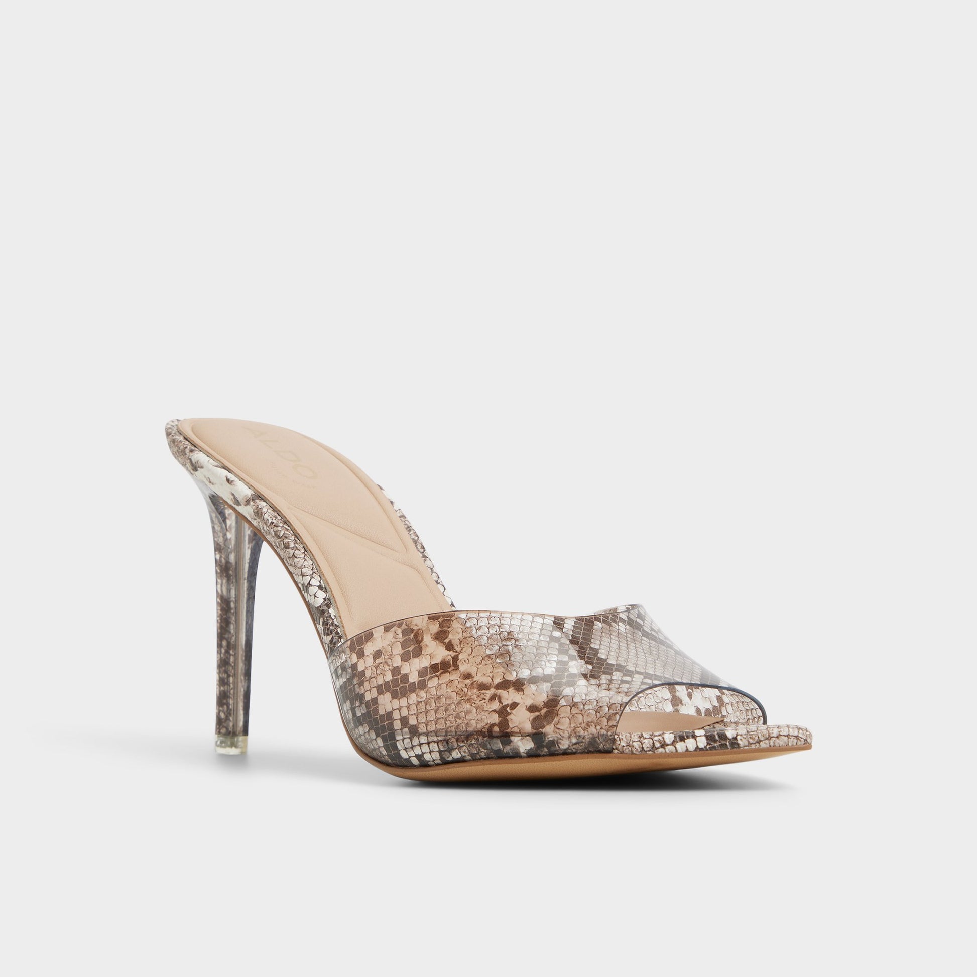 Three-quarter angle of Other Grey Anitabrilden Heeled mule's front side