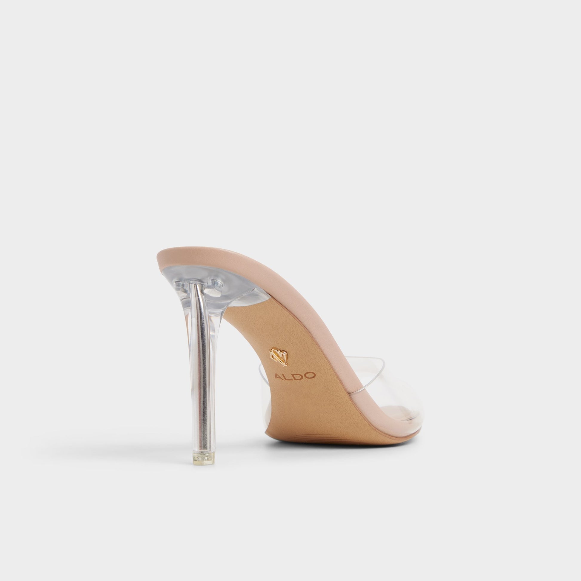 Three-quarter angle of Beige Anitabrilden Heeled mule's back side