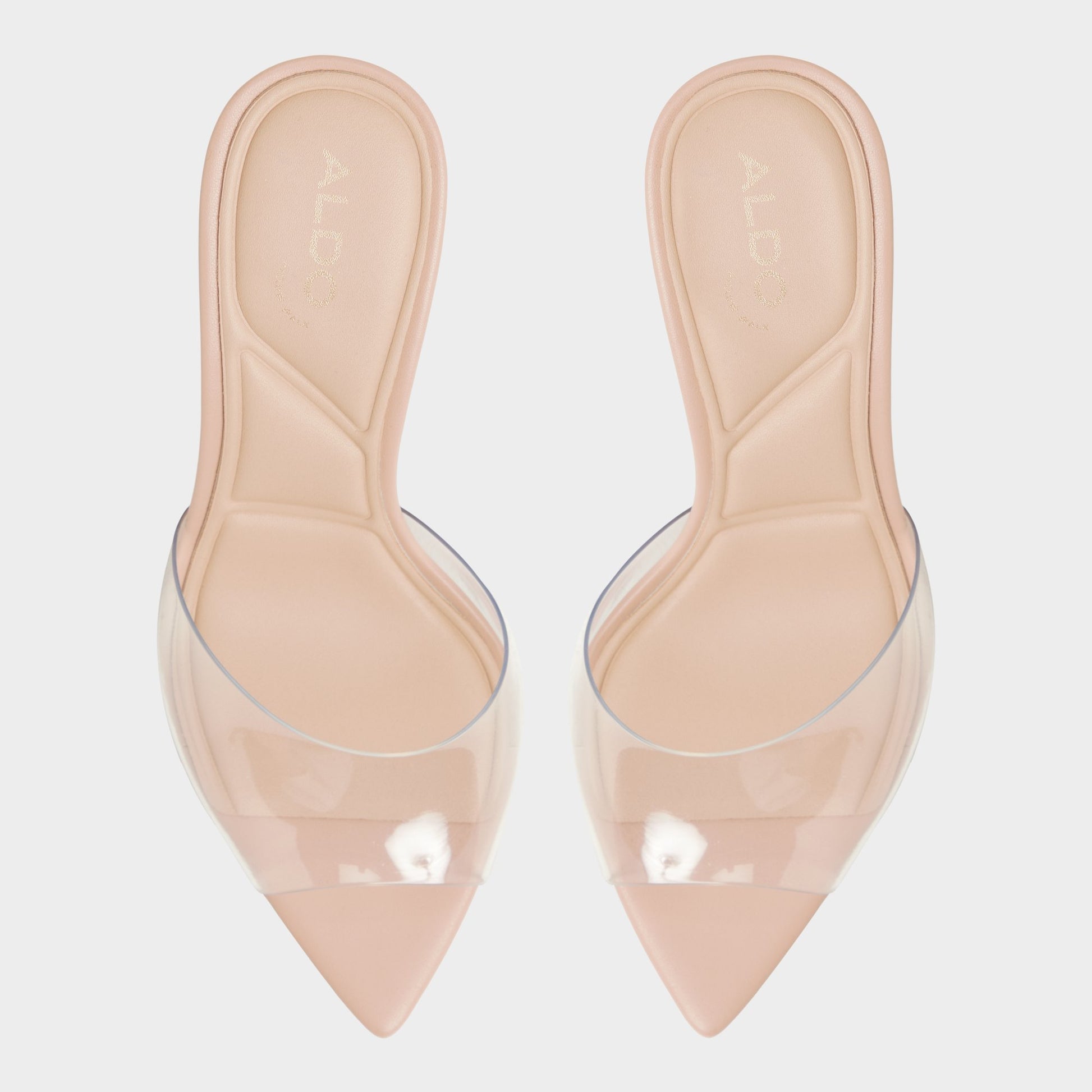 Top-down view of the Beige Anitabrilden Heeled mule