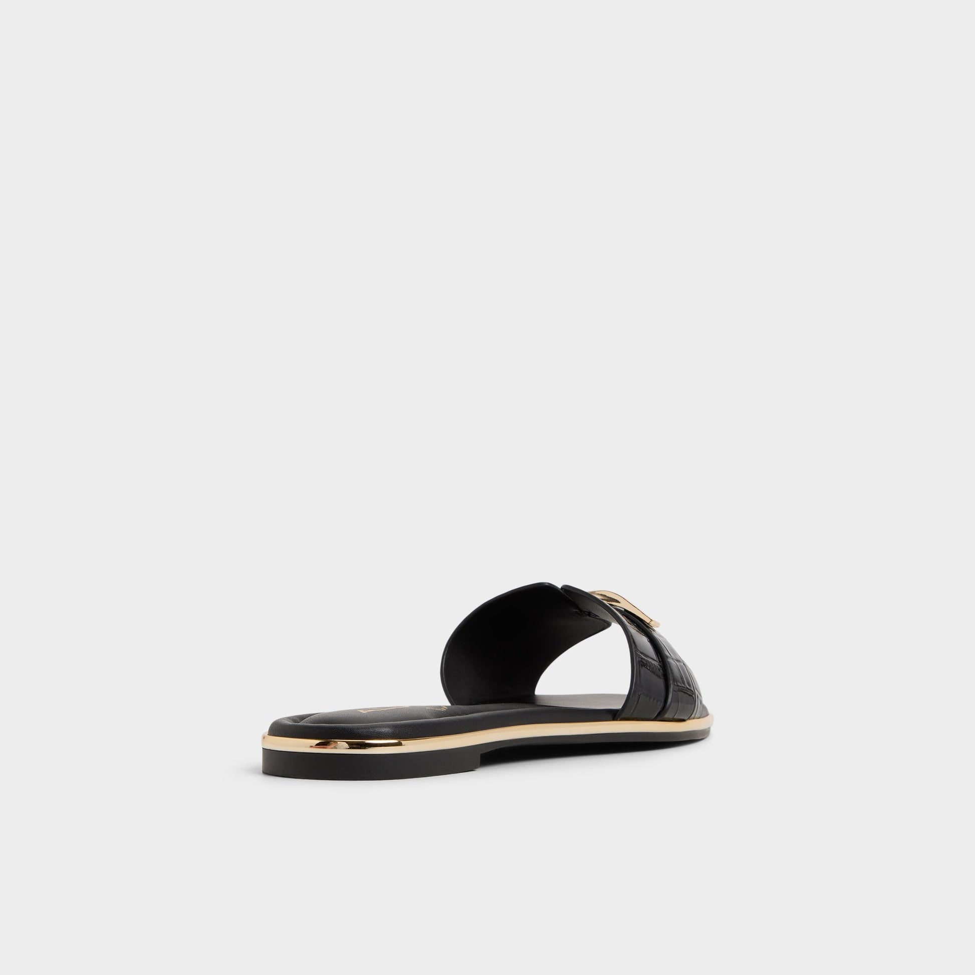 Three-quarter angle of Black Darlina Slide sandal's back side