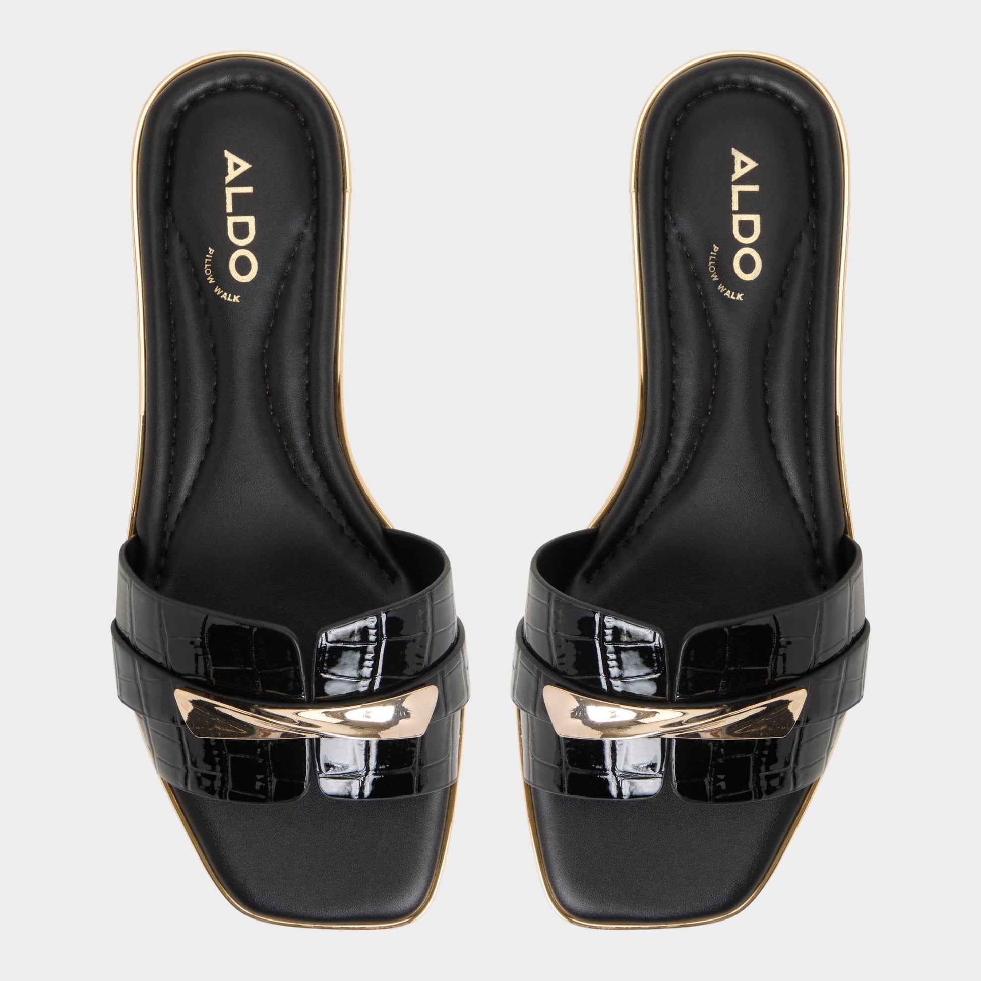 Top-down view of the Black Darlina Slide sandal