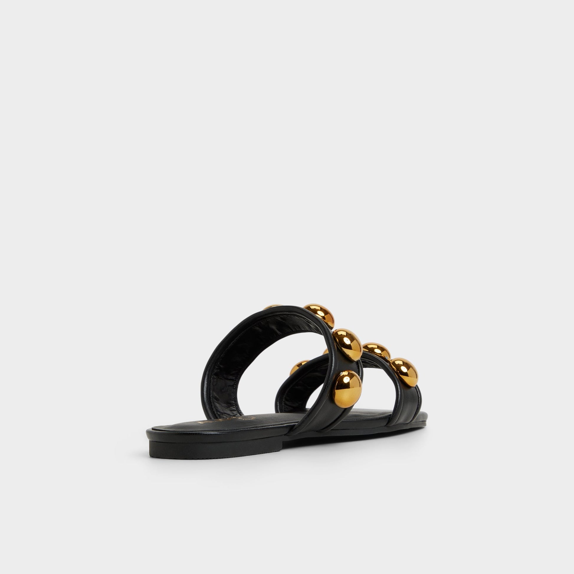 Three-quarter angle of Black Katalena Slide sandal's back side