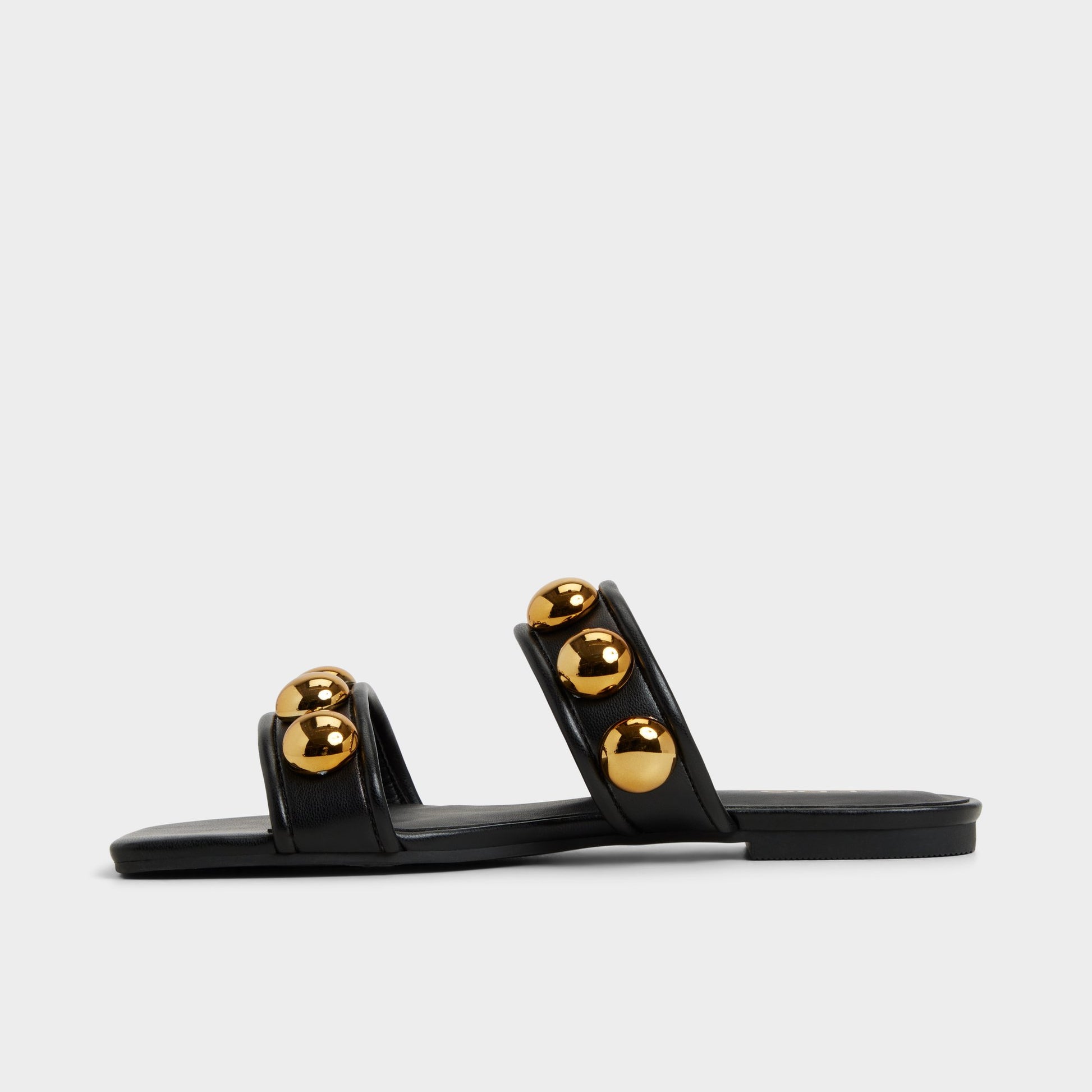 Side view of Black Katalena Slide sandal