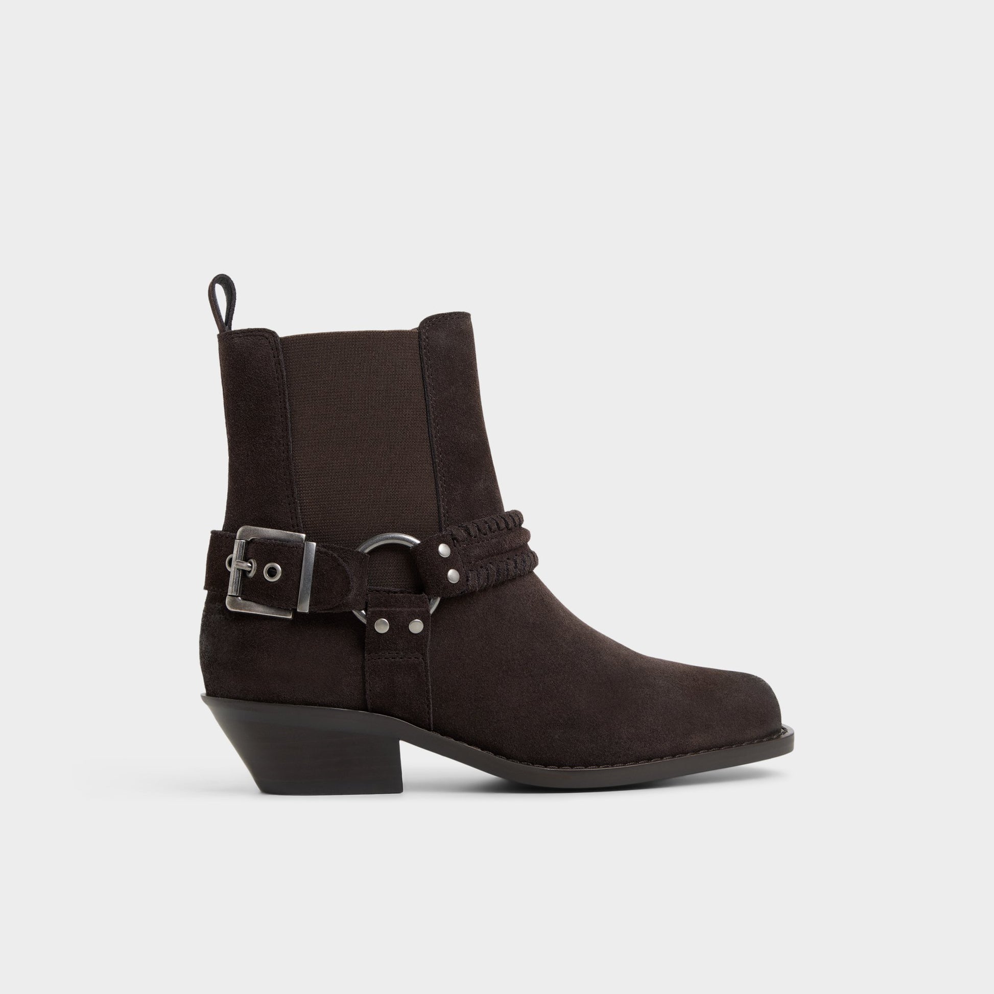 Main View of Dark Brown Erogar Motorcycle ankle boot for Womens