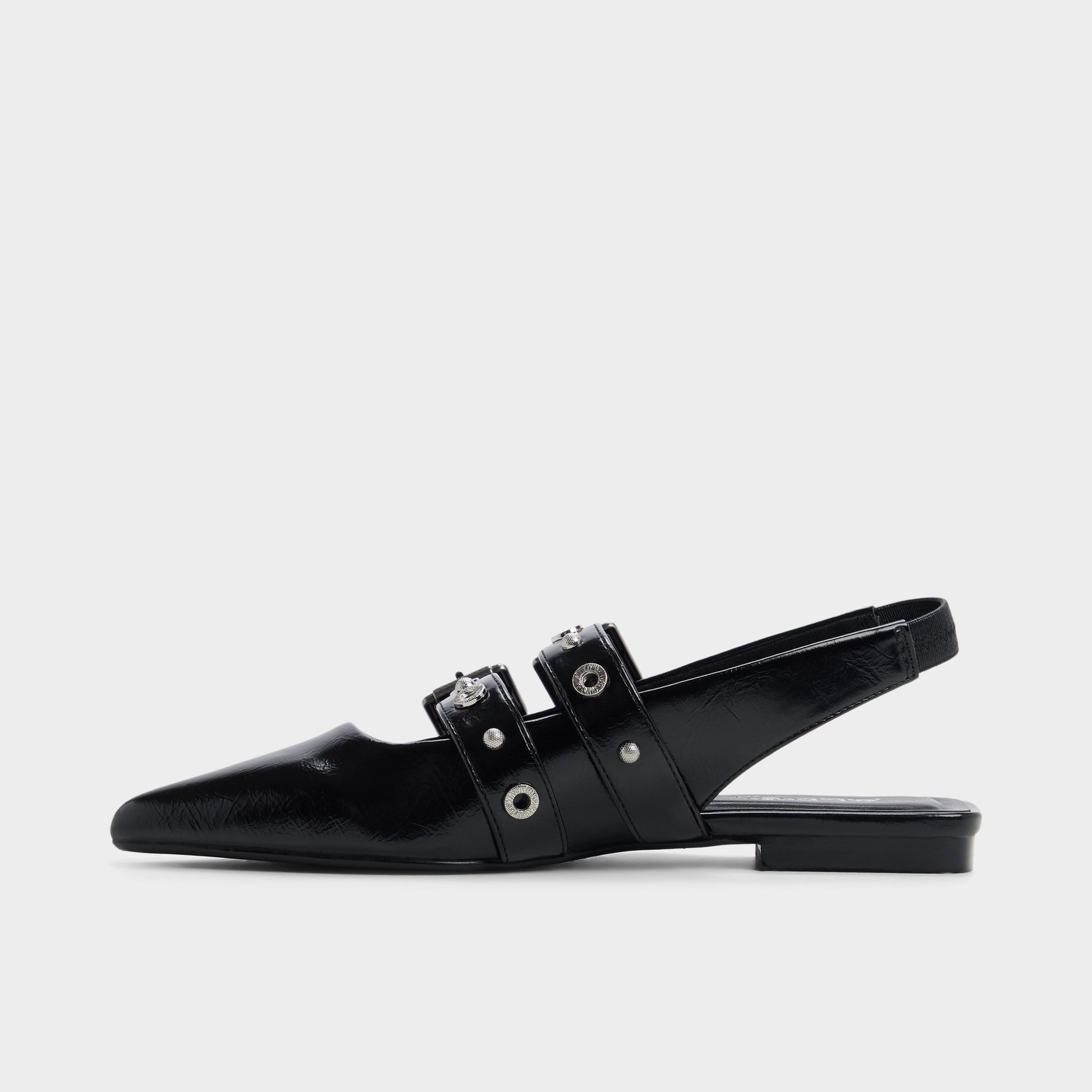 Side view of Black Lotheillan Slingback ballerina