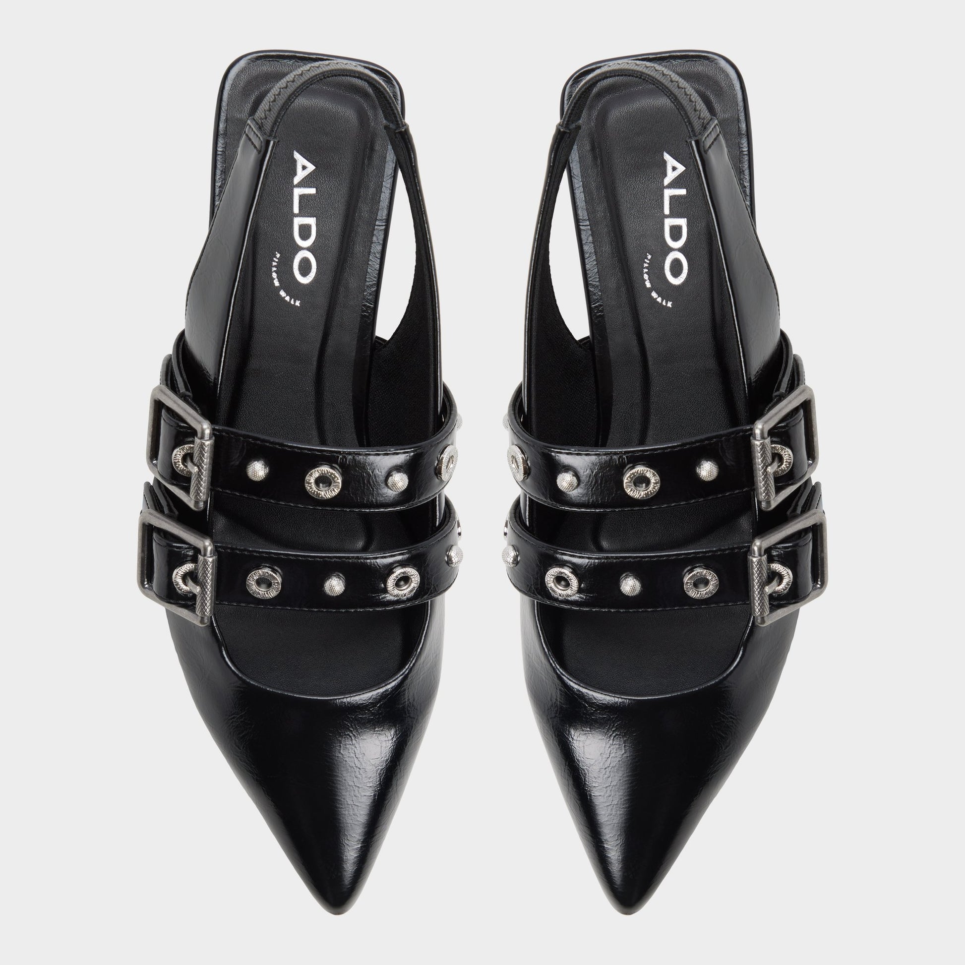 Top-down view of the Black Lotheillan Slingback ballerina