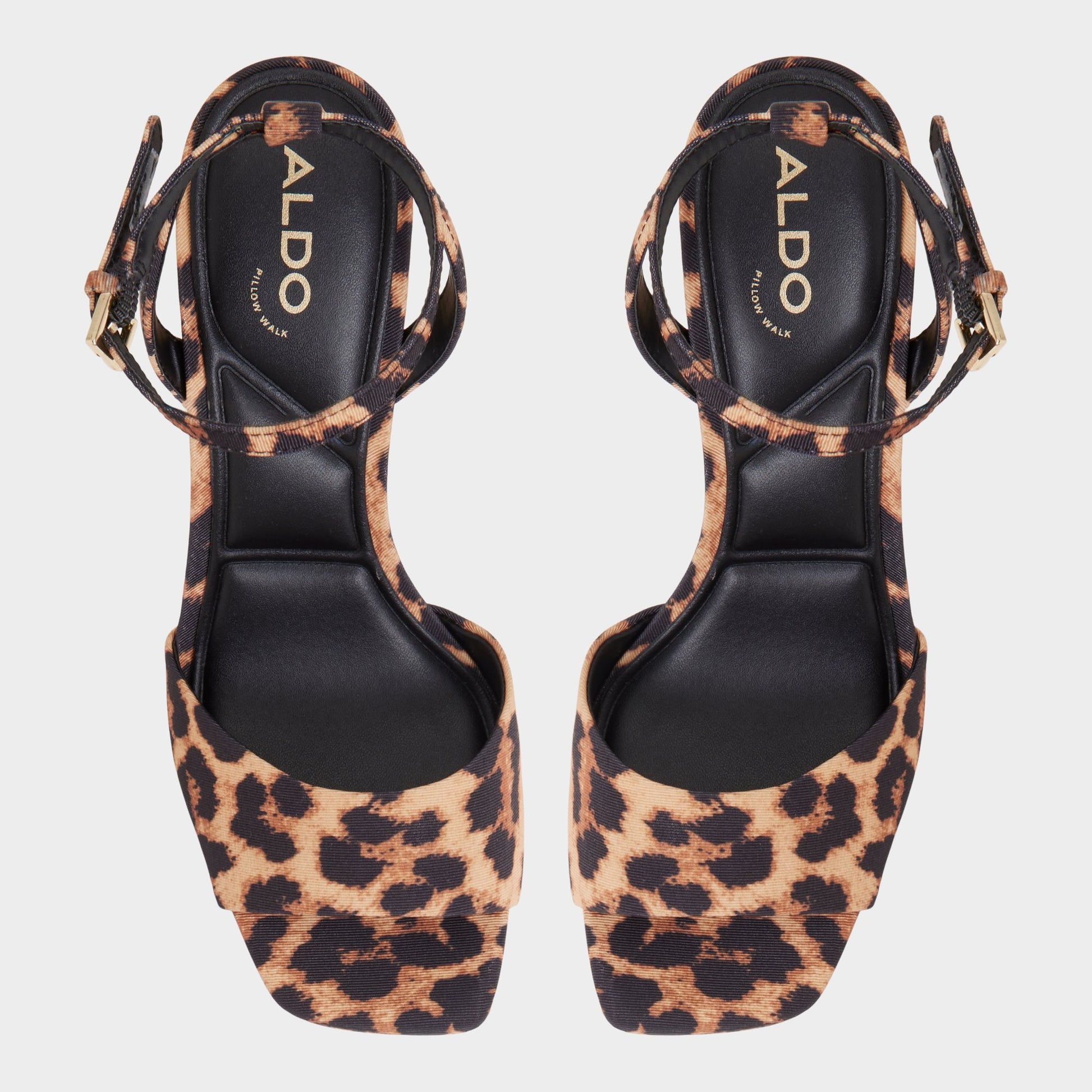 Top-down view of the Brown multi Chicgleam Heeled sandal