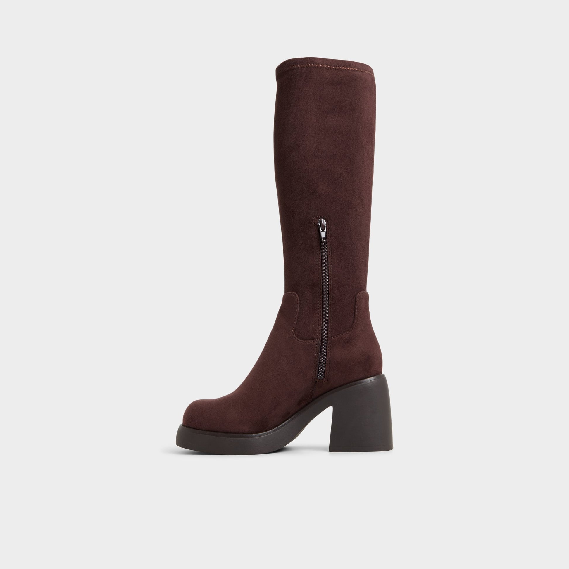 Side view of Dark Brown Auster Knee-high boot