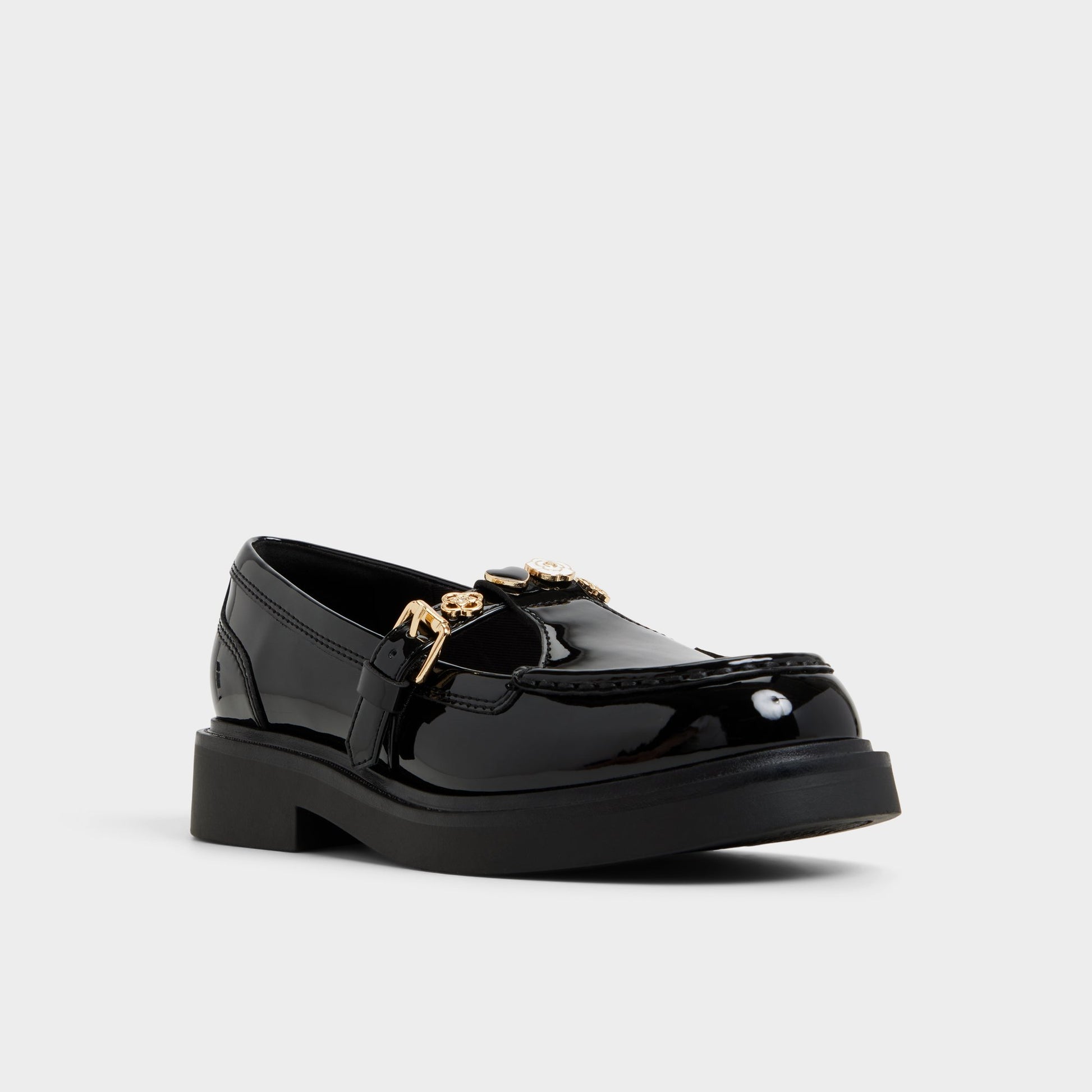 Three-quarter angle of Black Antonela Loafer's front side