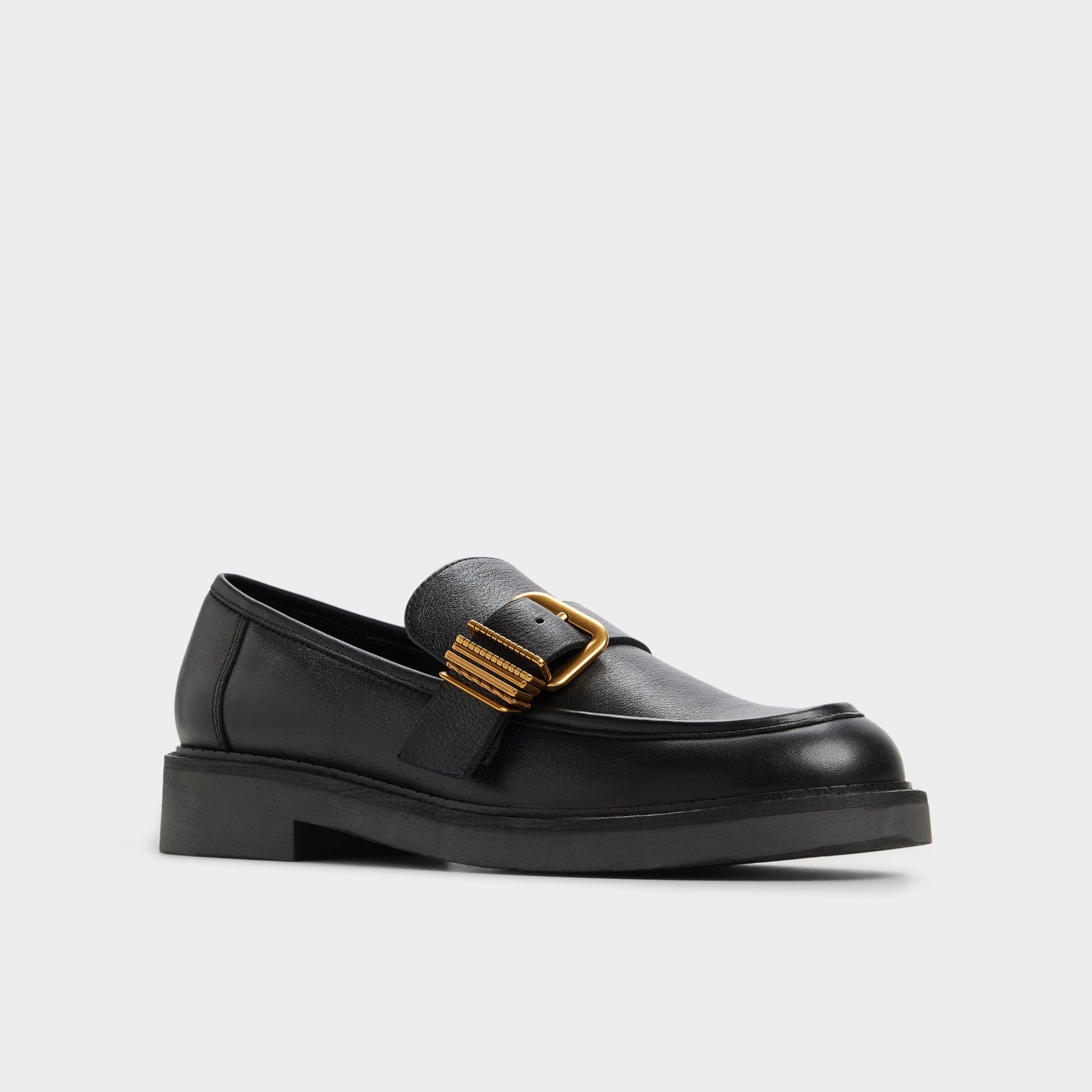 Three-quarter angle of Black Kalya Loafer's front side