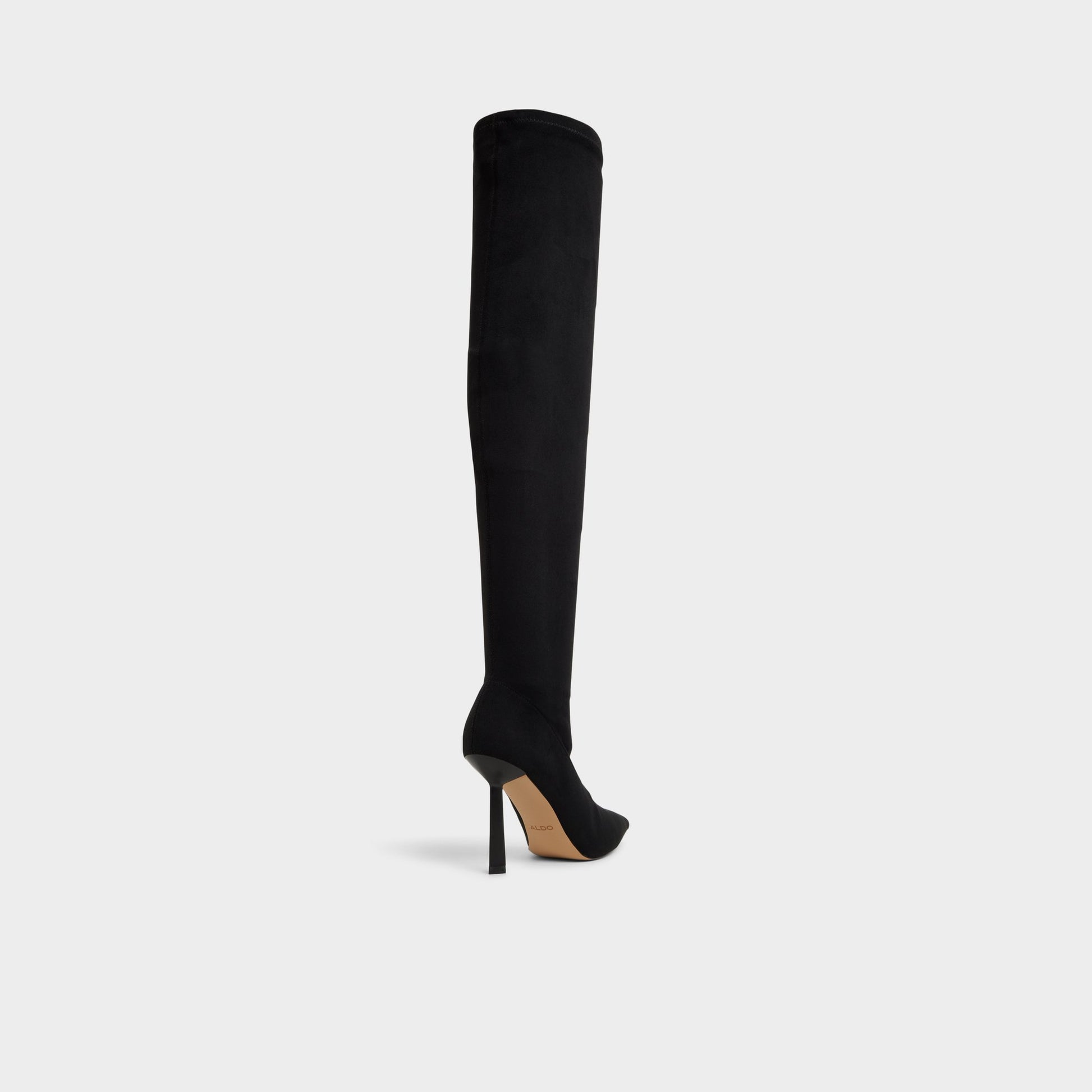 Three-quarter angle of Black Caldan Over-the-knee boot's back side