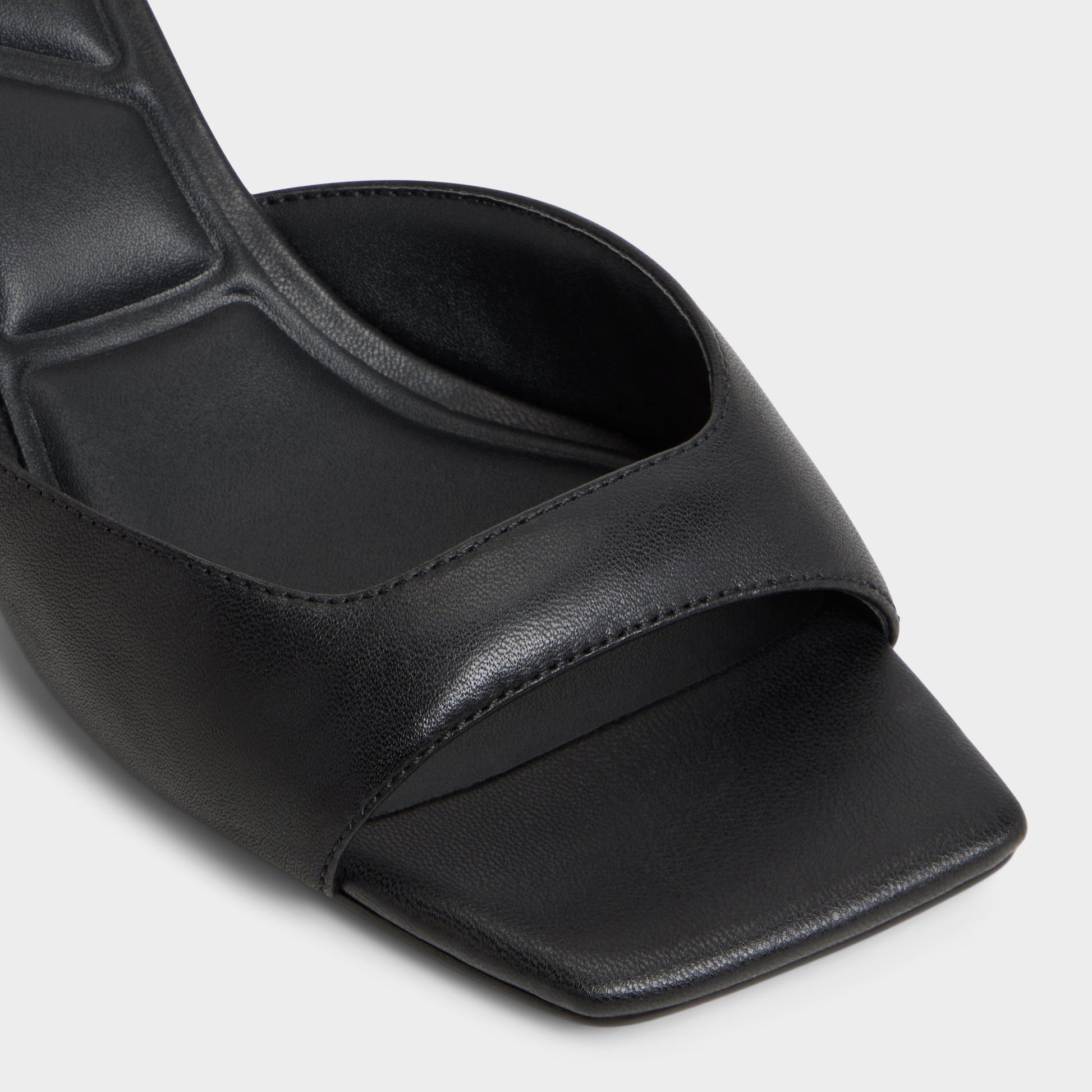 Close-up of the Black Aneky Heeled mule