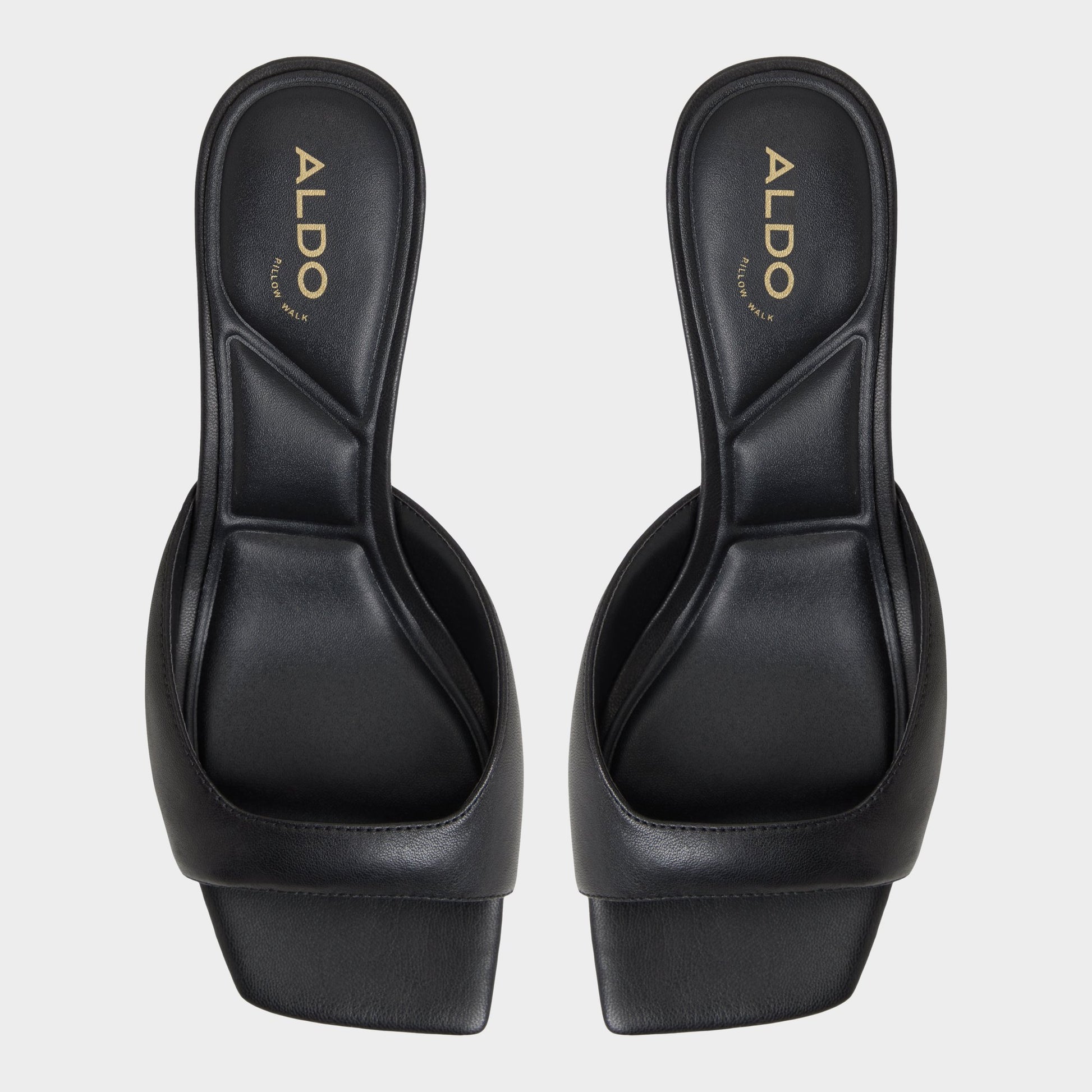 Top-down view of the Black Aneky Heeled mule