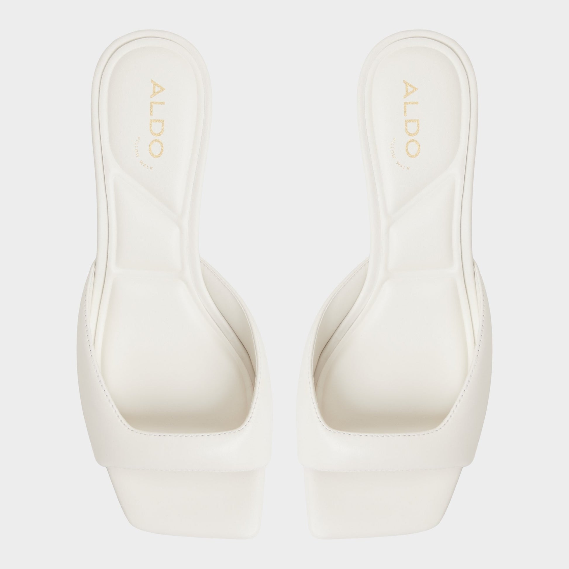 Top-down view of the White/Bone Aneky Heeled mule