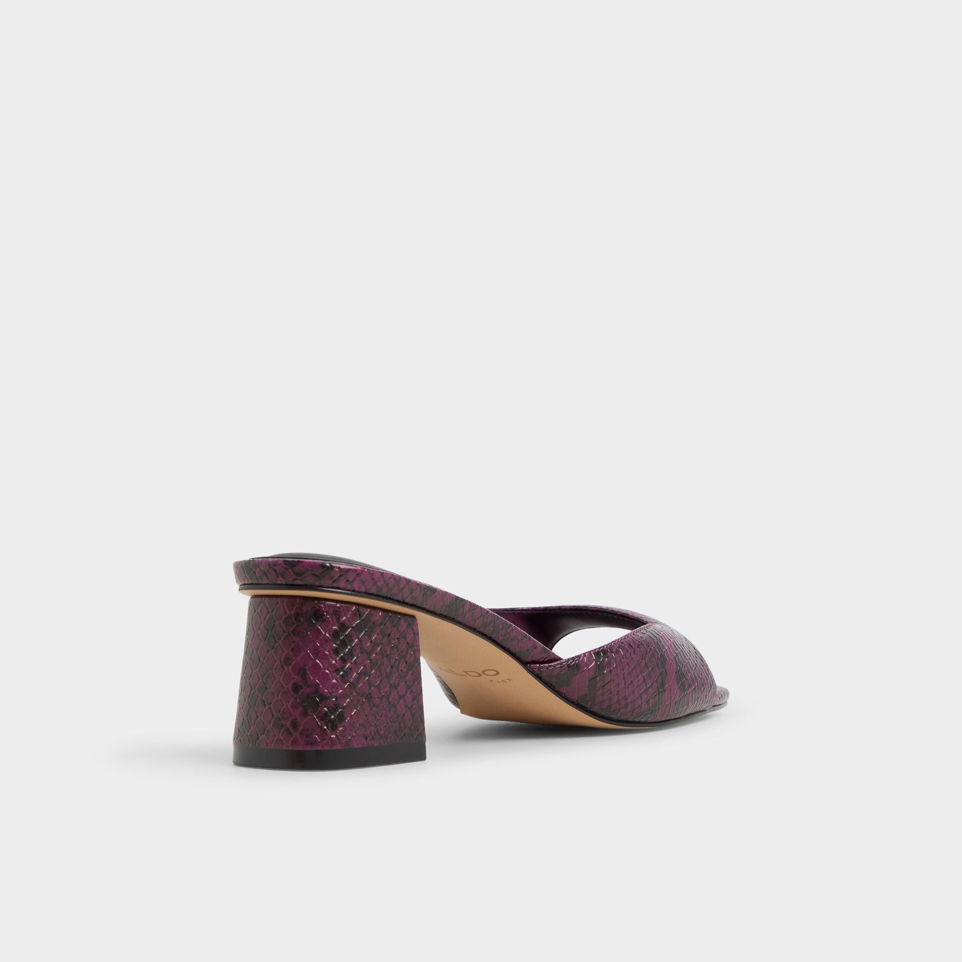 Three-quarter angle of Bordo Aneky Heeled mule's back side